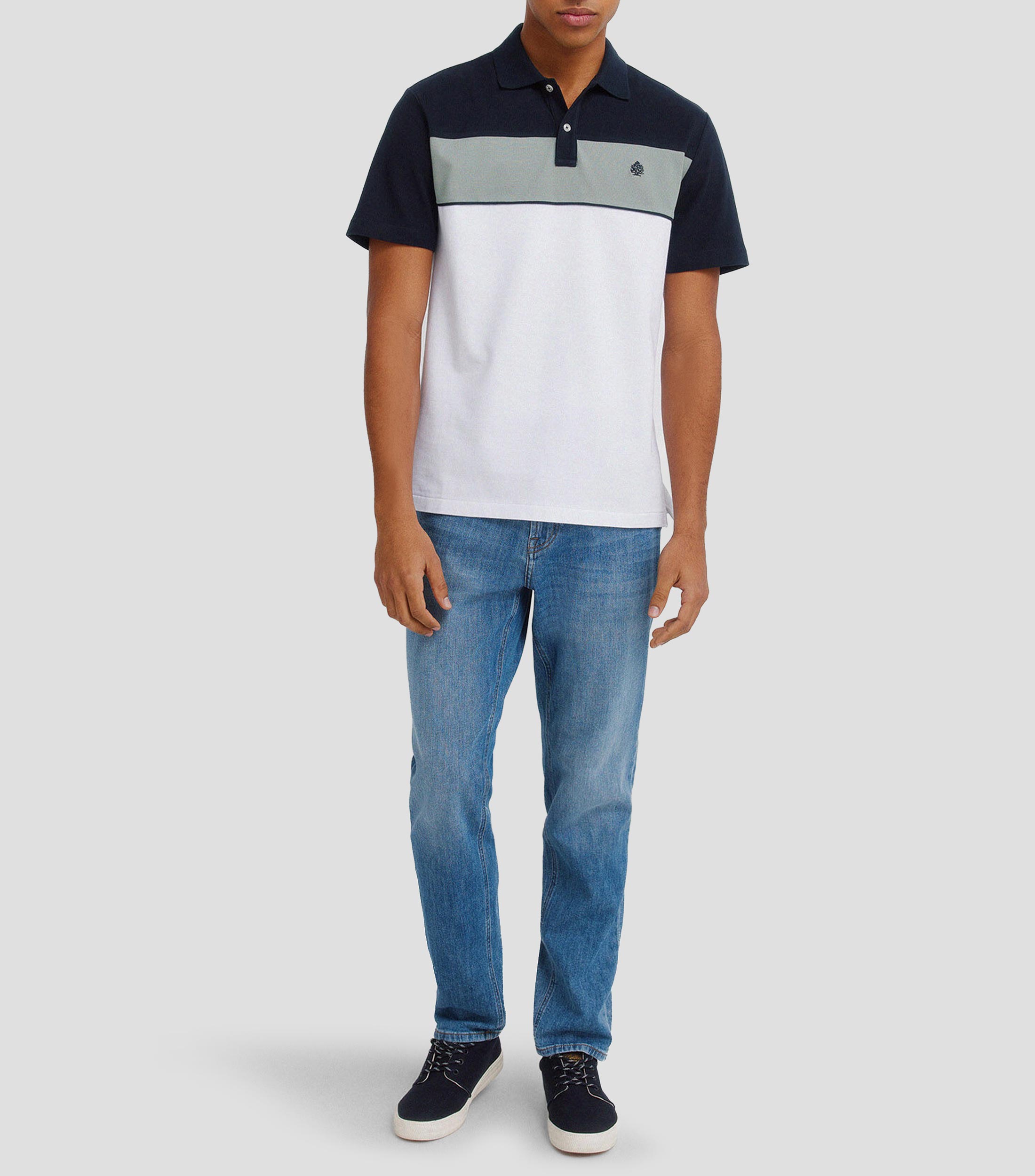 Playera tipo polo manga corta franjas Hombre