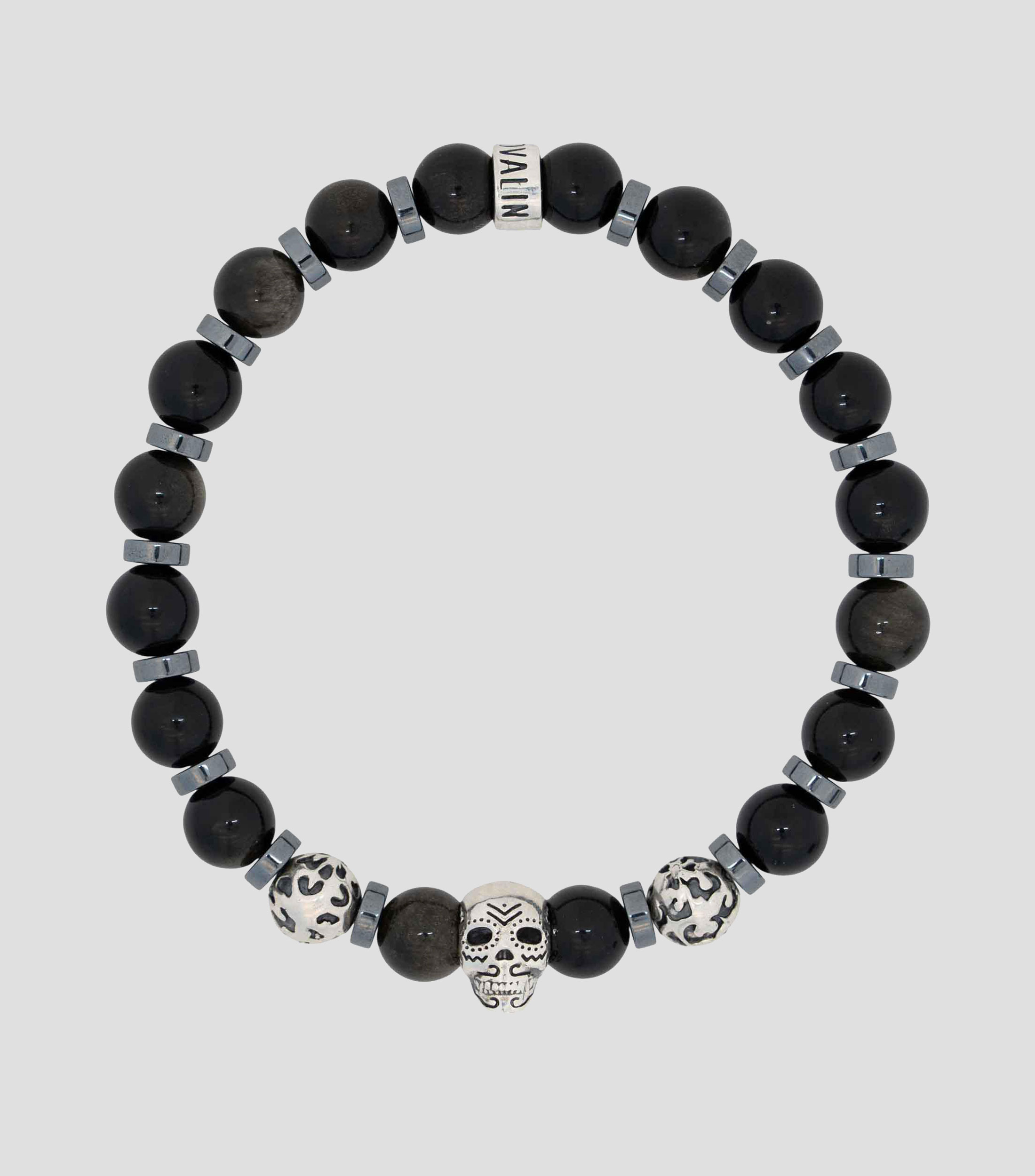 Brazalete en Plata .925 Puente entre mundos calavera Hombre