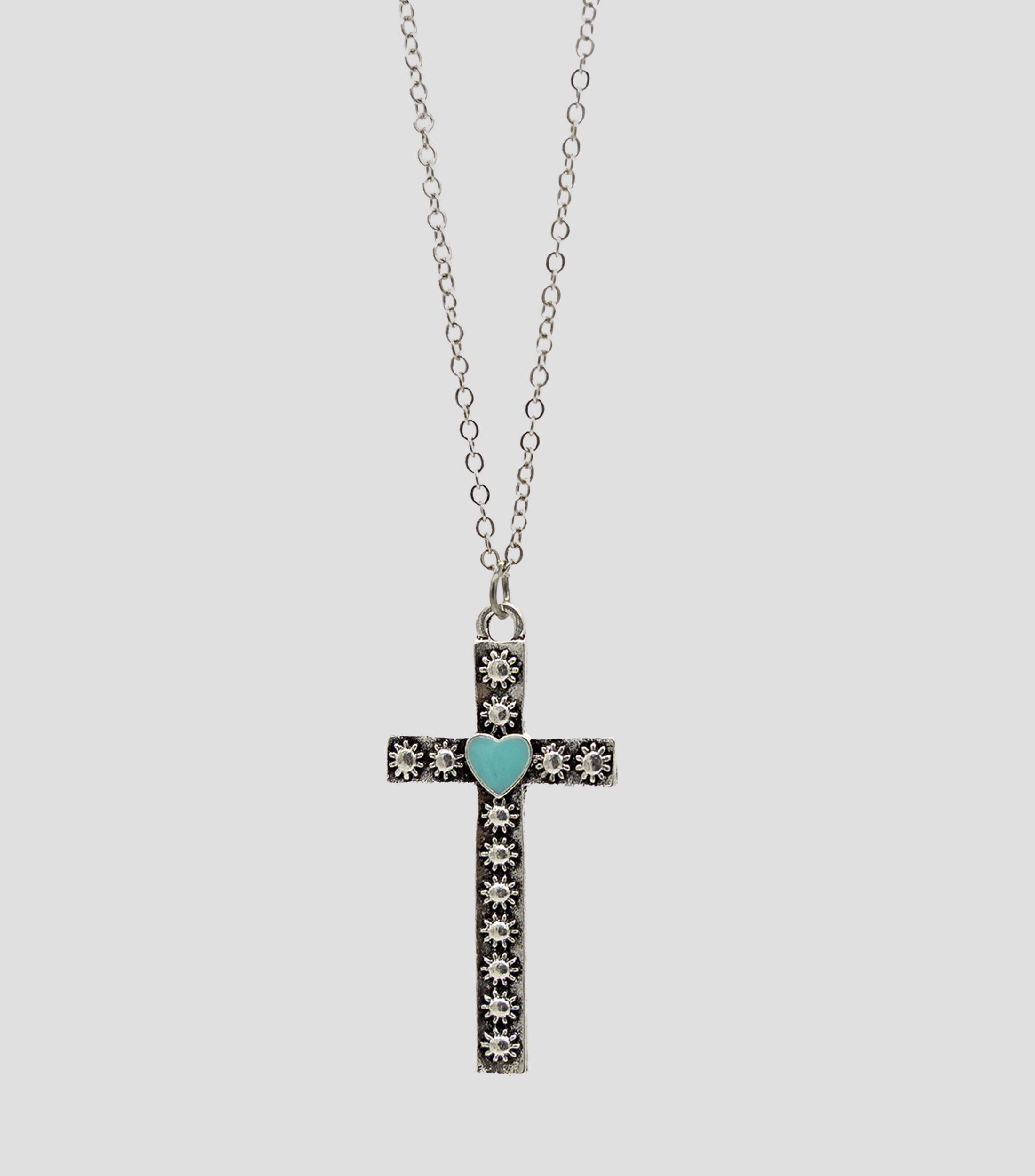 Collar cruz con corazón Mujer