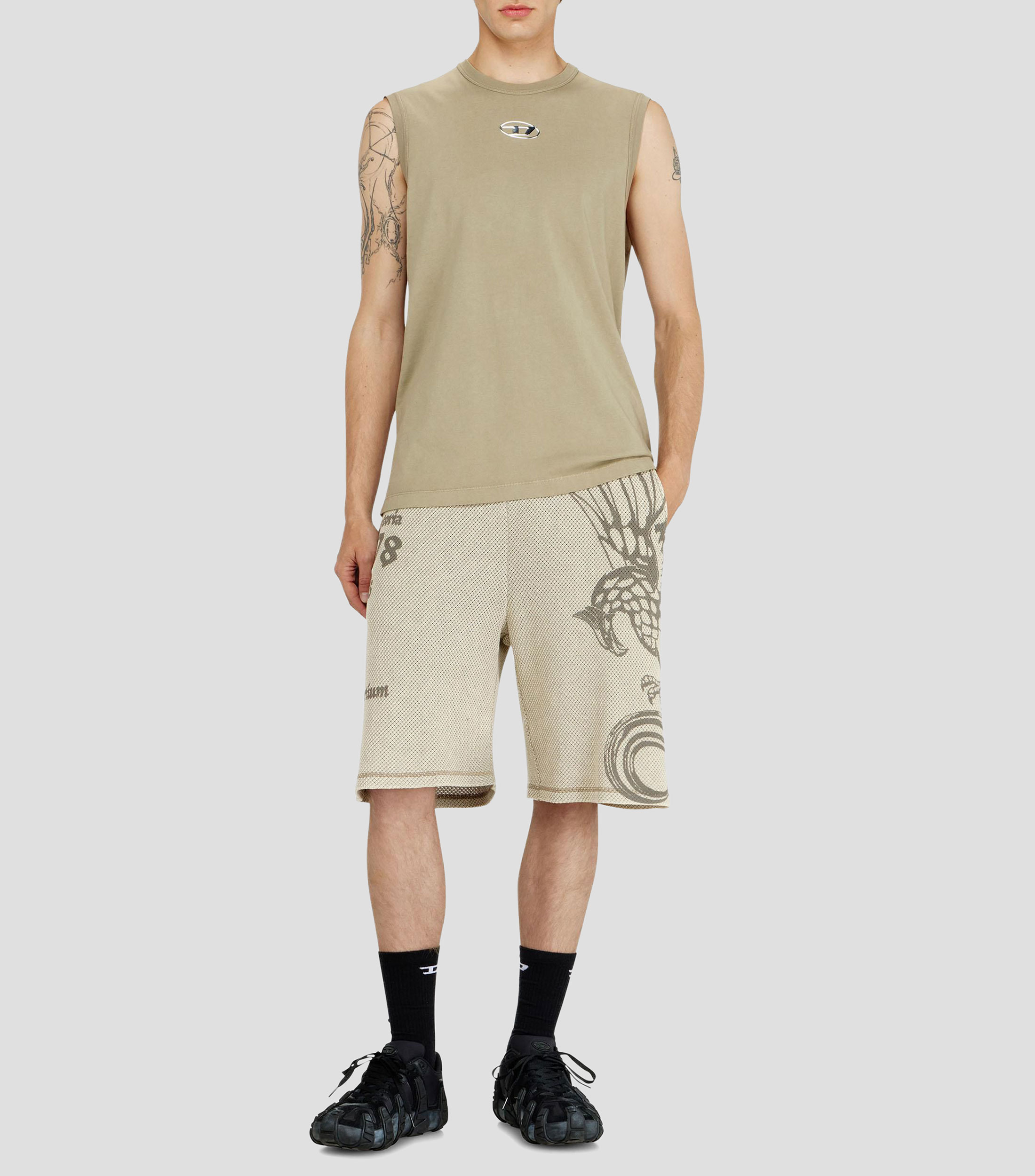 Playera cuello redondo sin mangas sólido Hombre