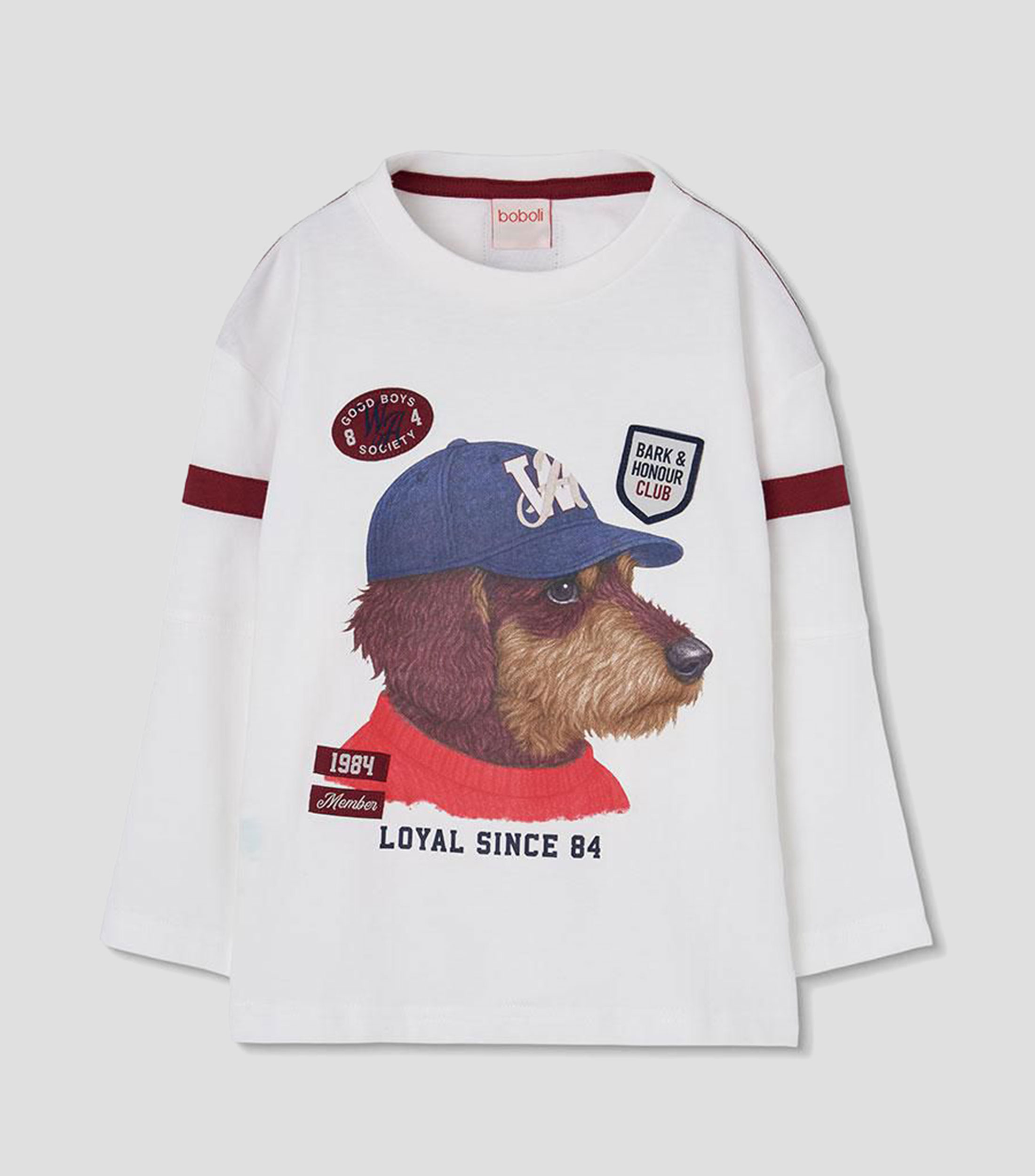 Playera de cuello redondo con manga larga estampada Niño