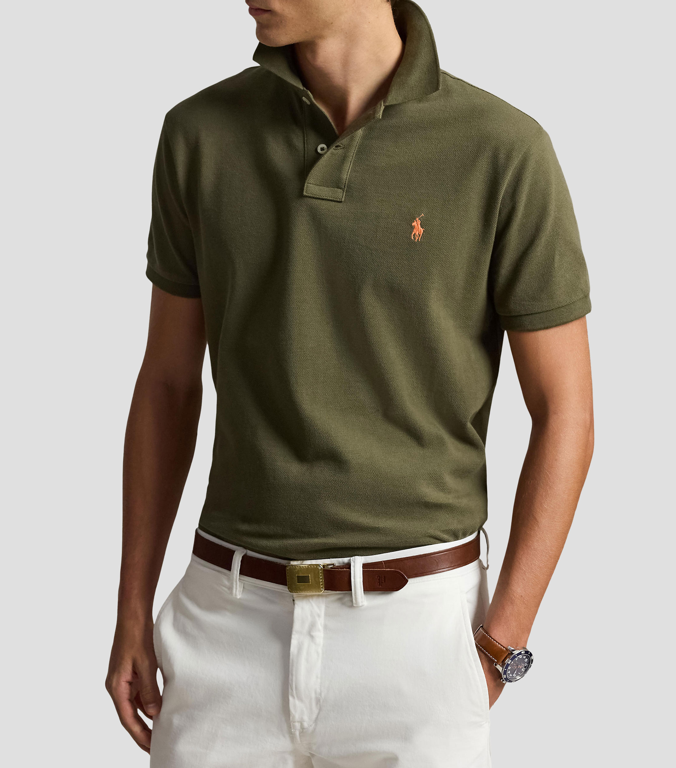 Playera tipo polo manga corta diseño sólido Hombre