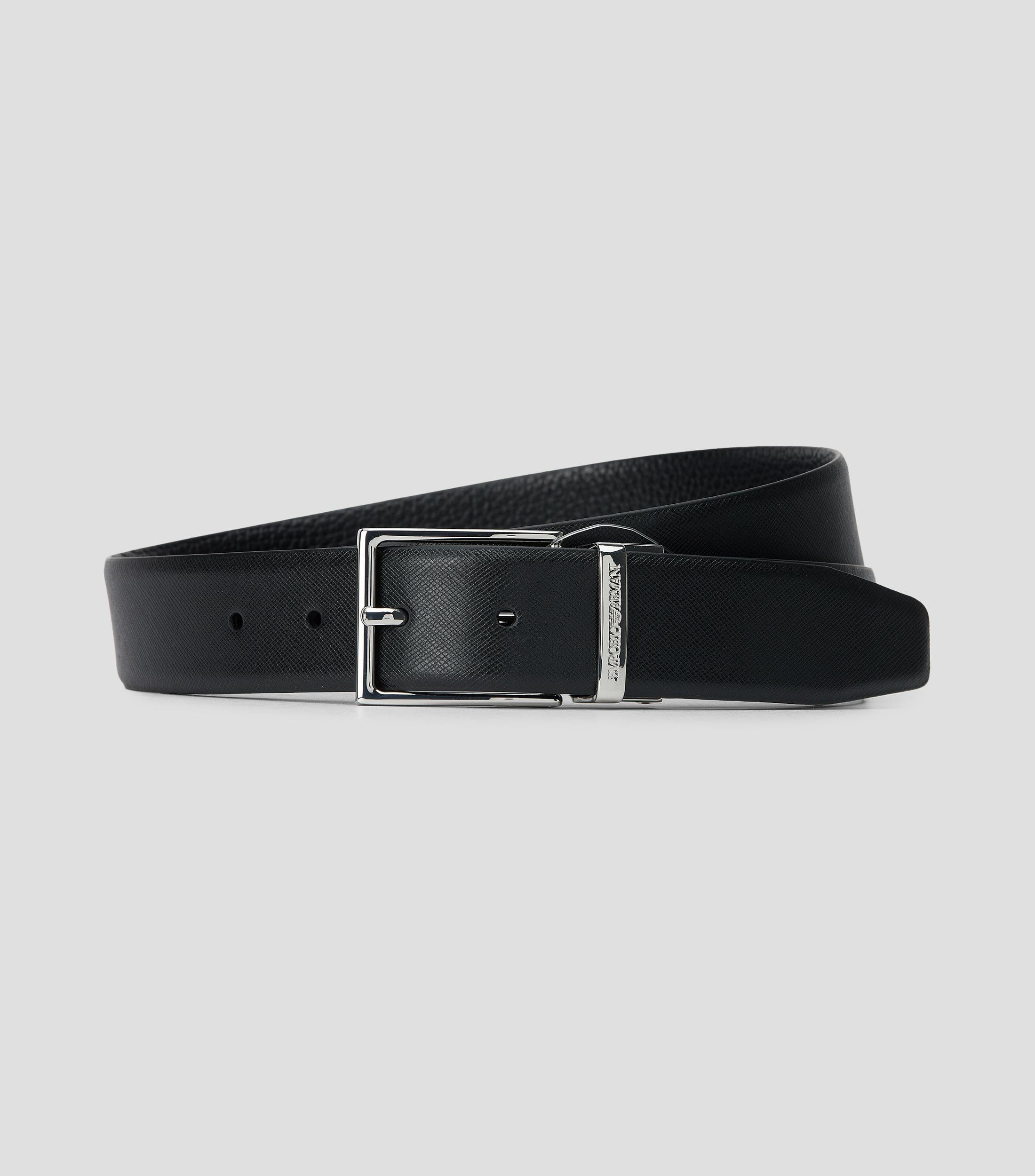 Cinturón reversible en piel negro formal Hombre