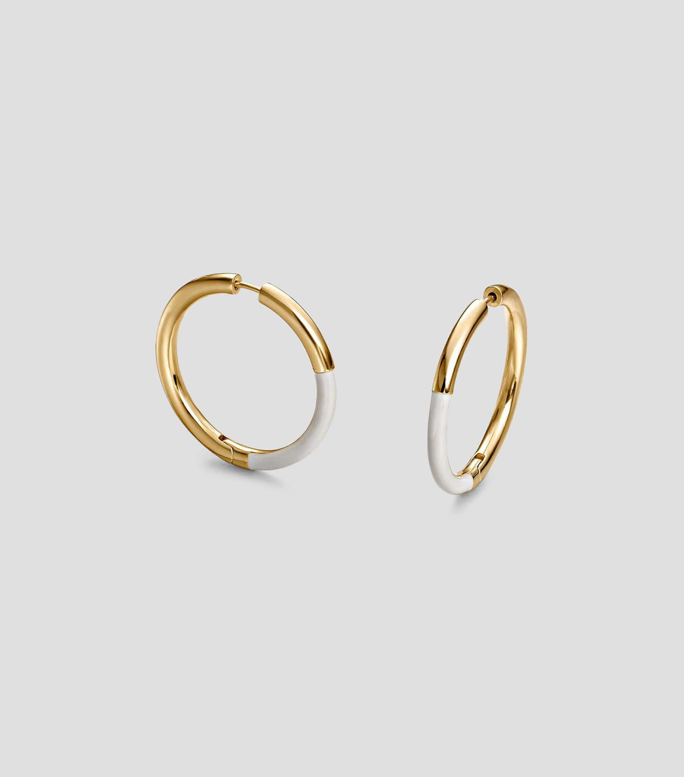 Pendientes de aro grande en plata .925 con esmalte blanco Hooped Earrings Mujer