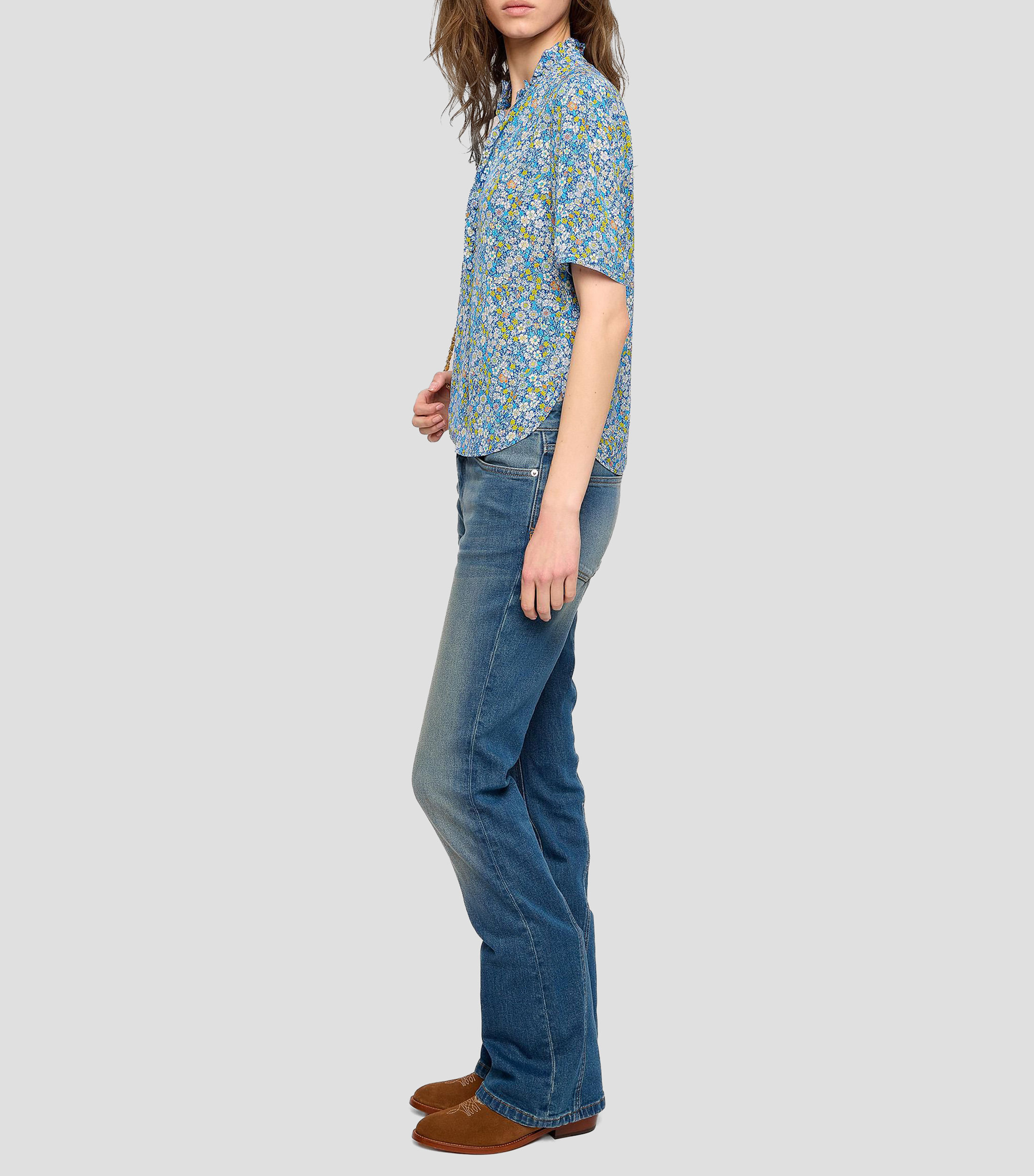 Camisa estampada con manga corta Mujer