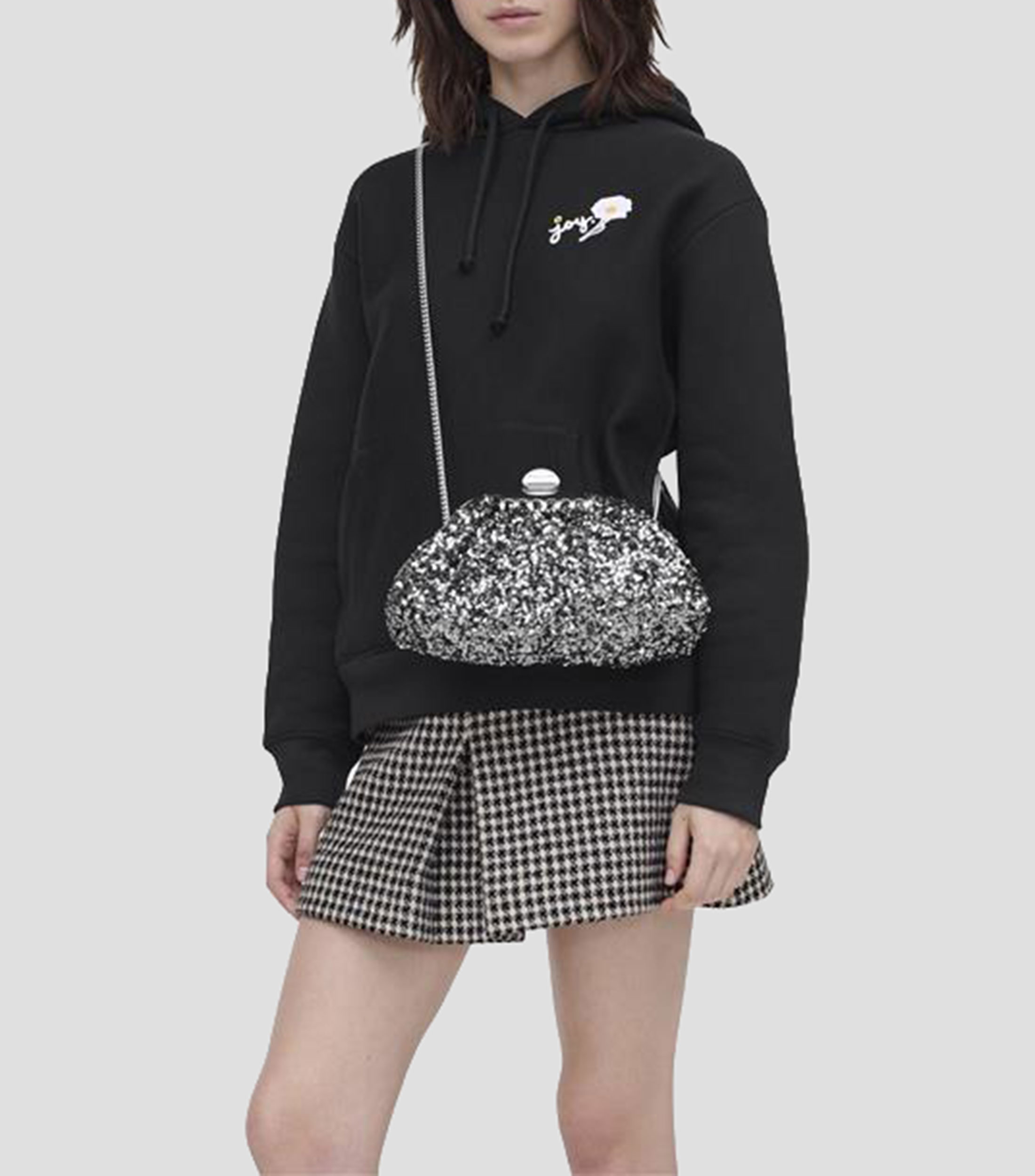 Bolsa clutch lisa con lentejuela Mujer