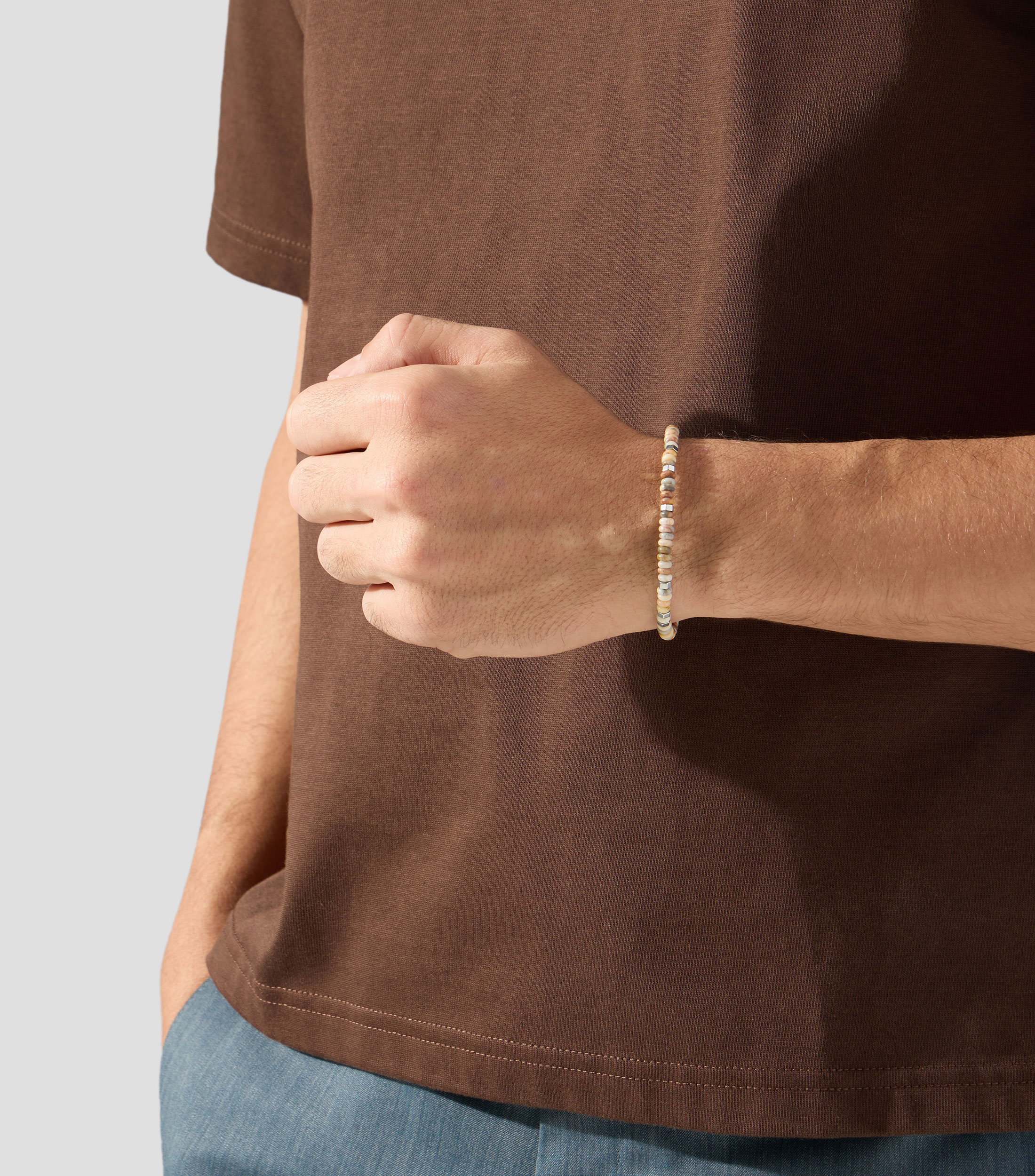 Pulsera con cuentas de piedra jaspe Picasso Hombre