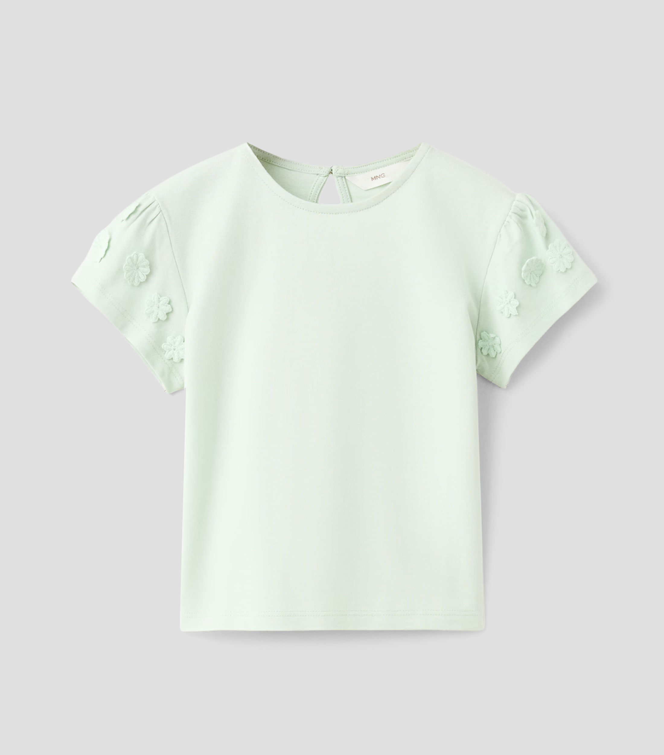 Playera cuello redondo manga corta sólida Niña