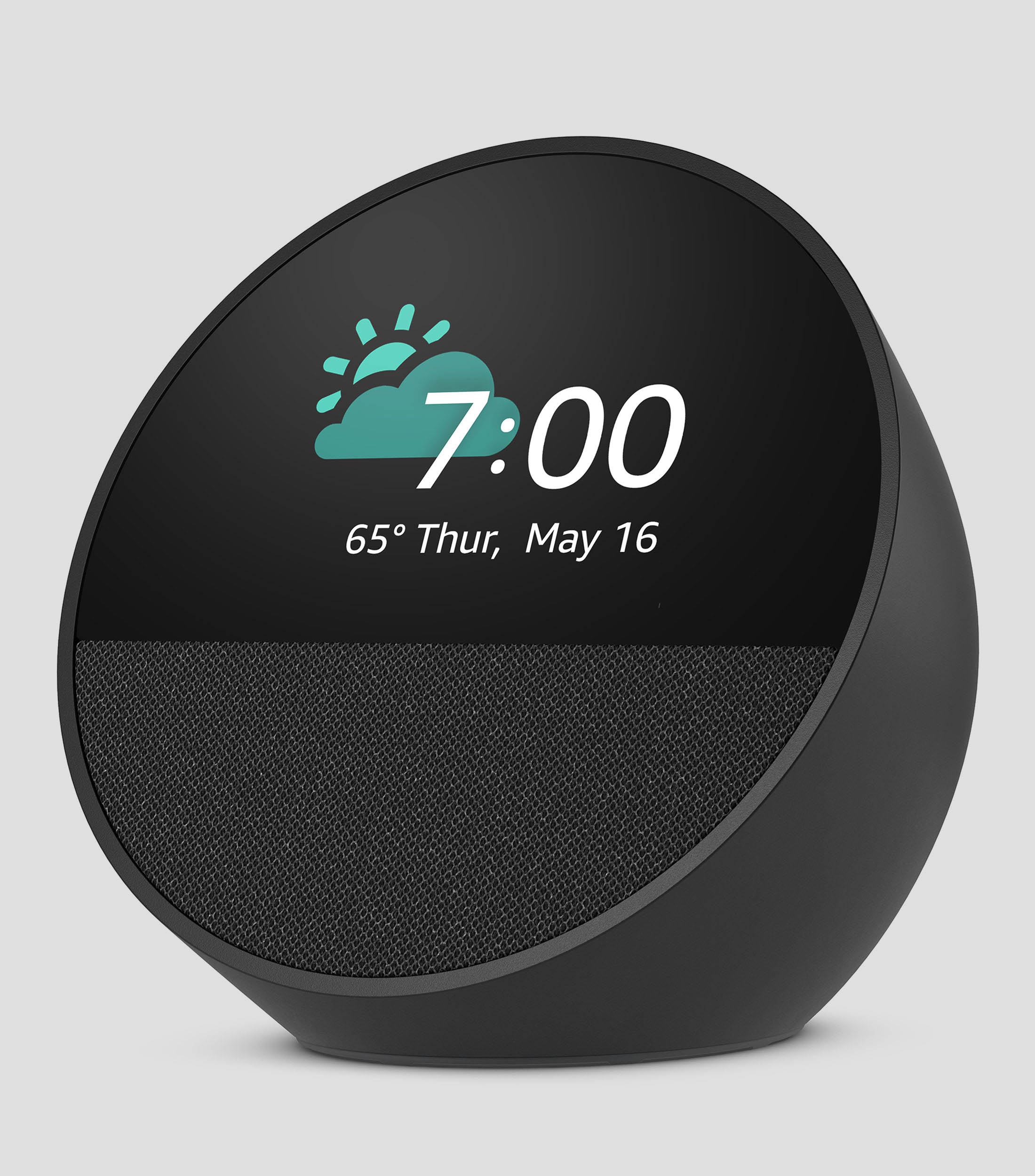 Amazon Echo Spot, despertador inteligente con sonido vibrante y Alexa, Negro