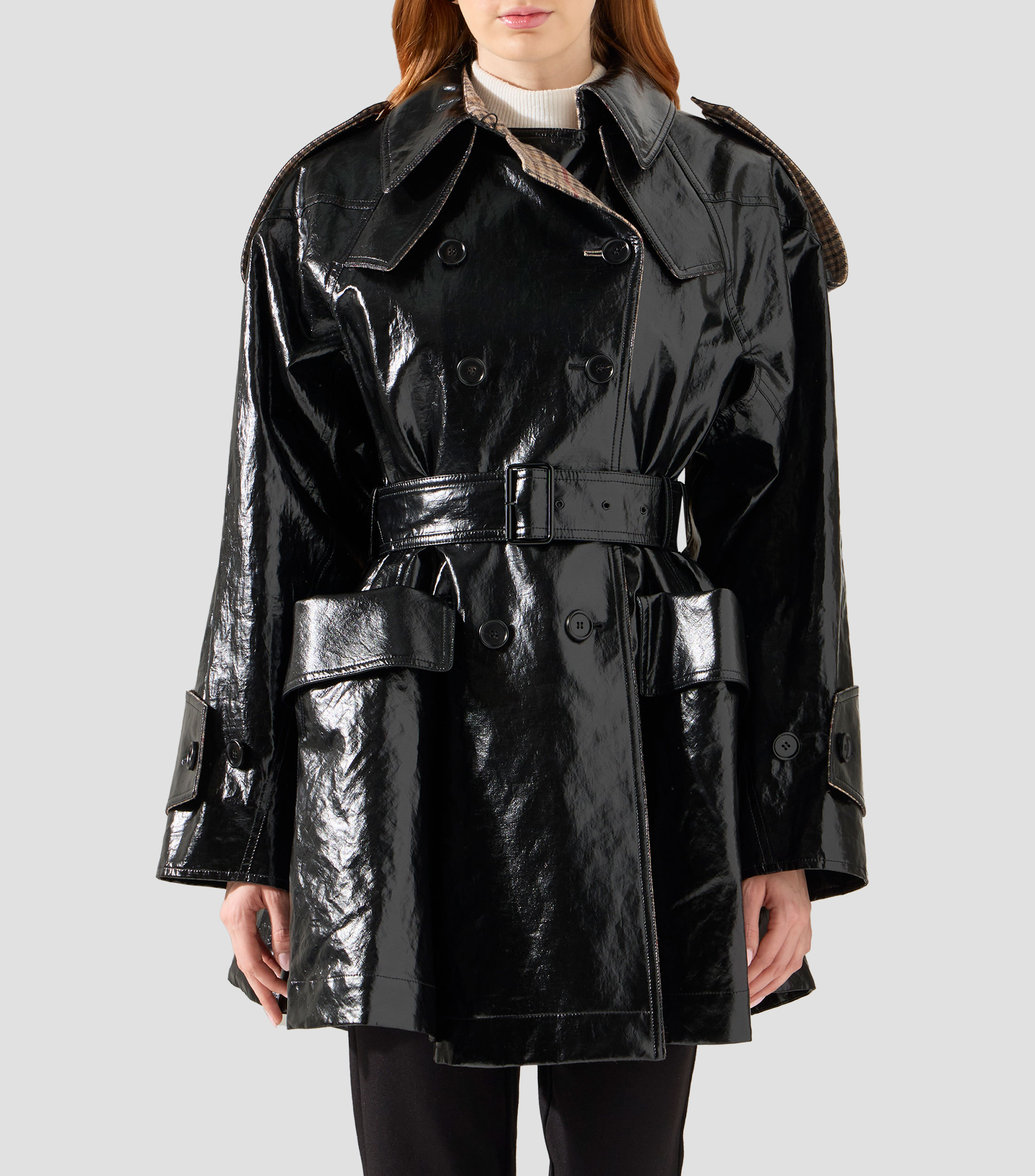 Abrigo midi con botones Mujer