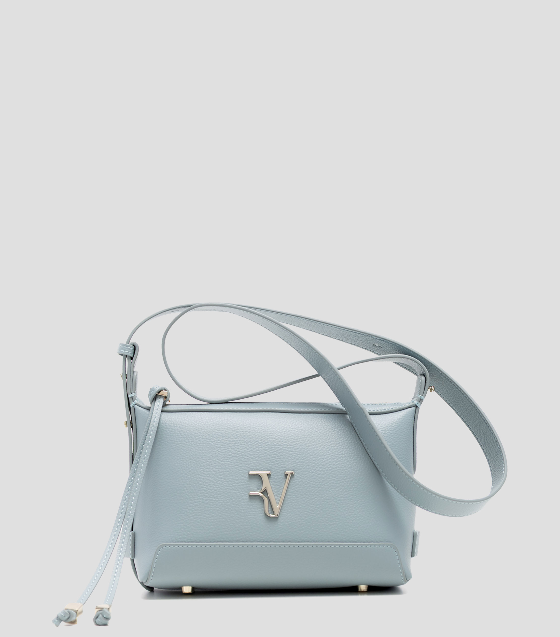 Bolsa crossbody azul en piel lisa Mujer