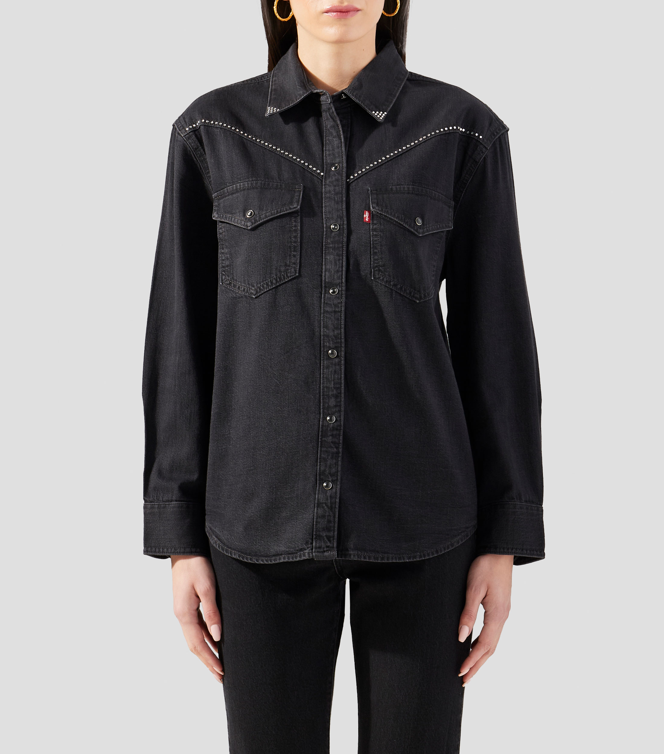 Camisa lisa manga larga Mujer