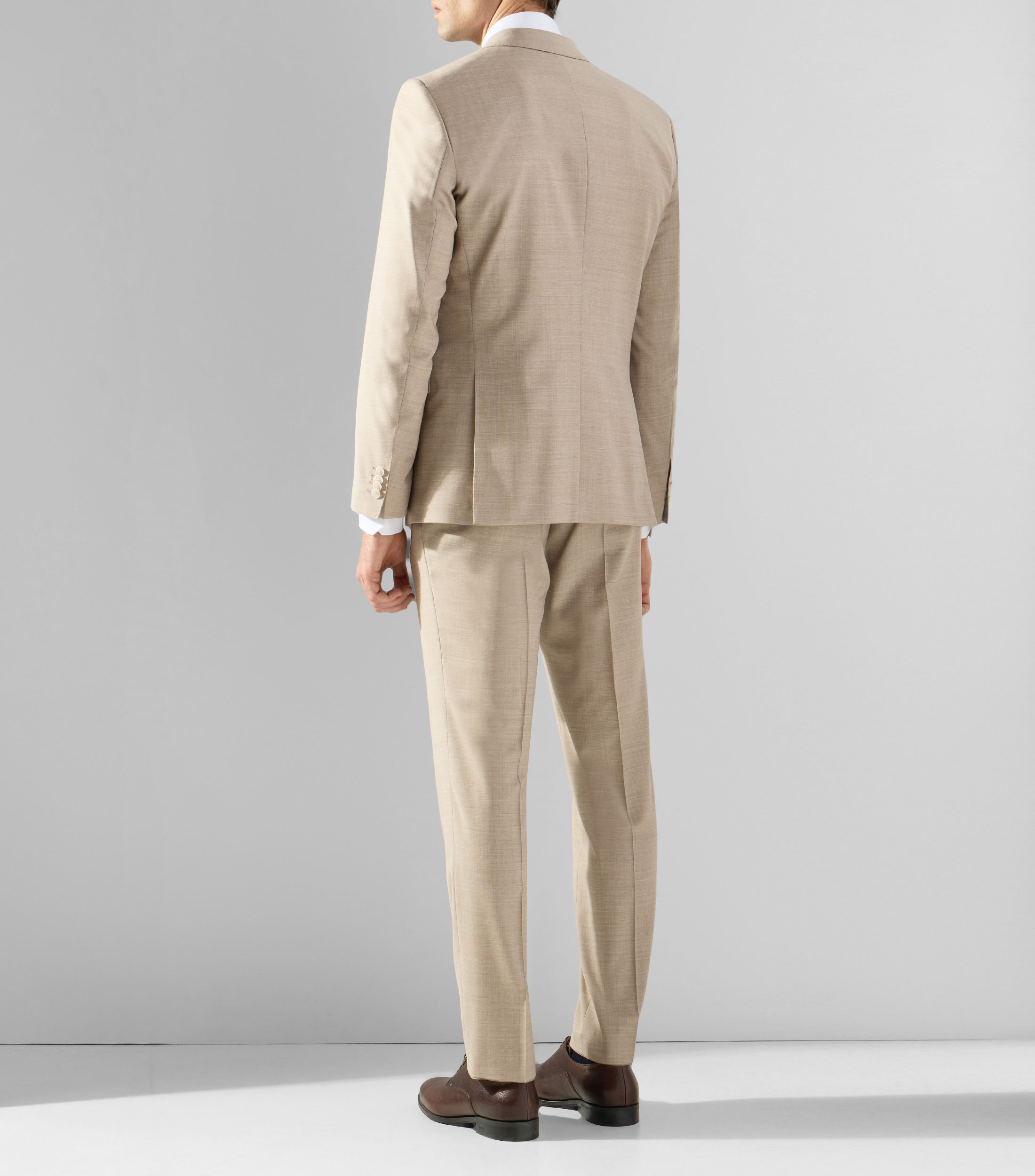 Traje slim con chaleco en lana elástica con motivo Hombre