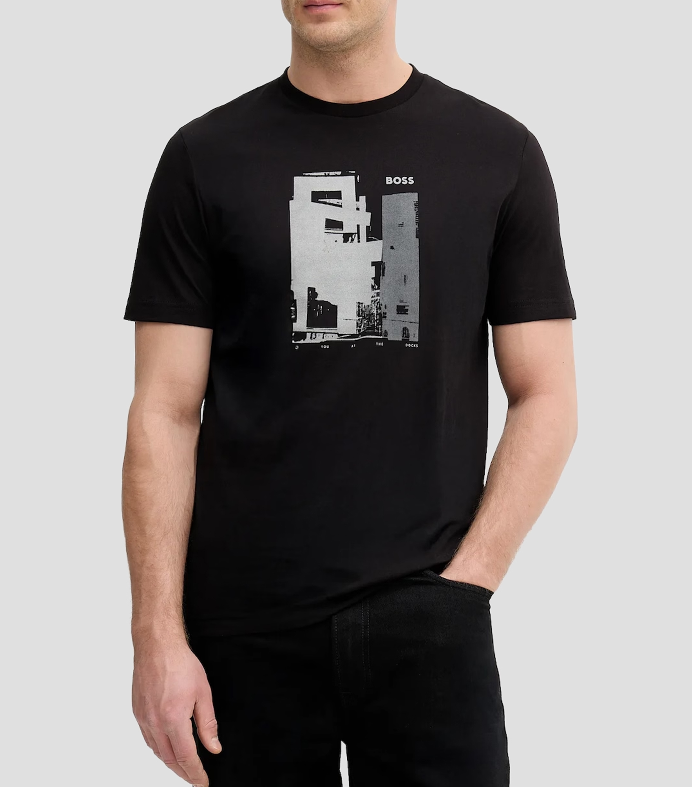 Playera cuello redondo manga corta estampada Hombre