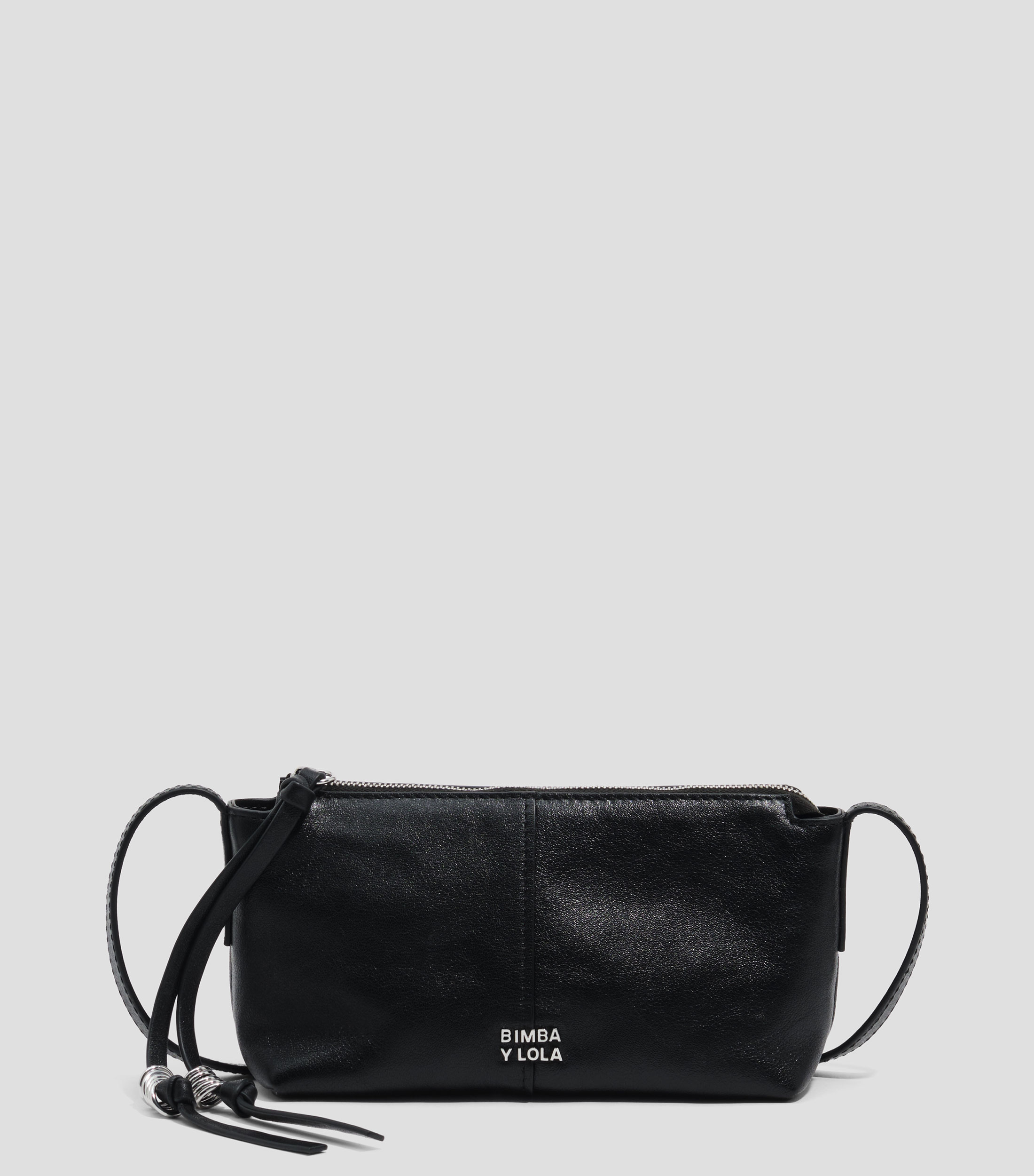 Bolsa crossbody en piel lisa con detalle texturizado Mujer