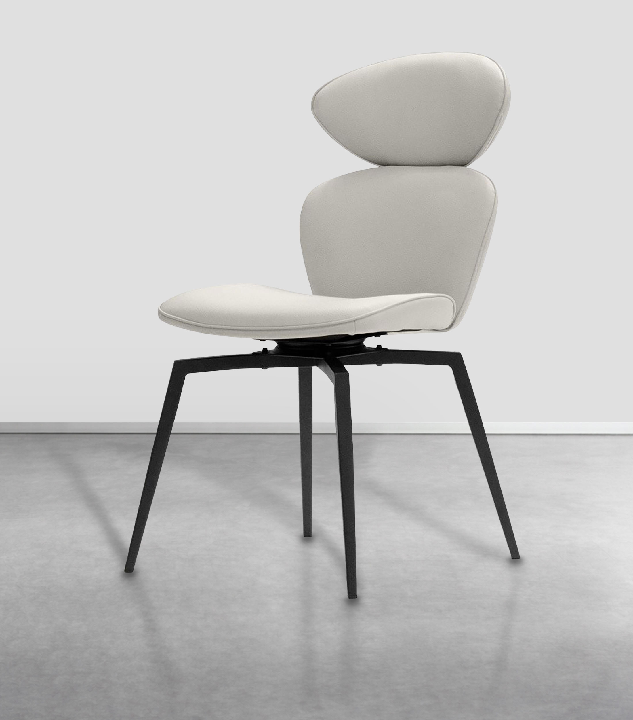Silla Giratoria para Comedor Antler en PU taupe claro y acero