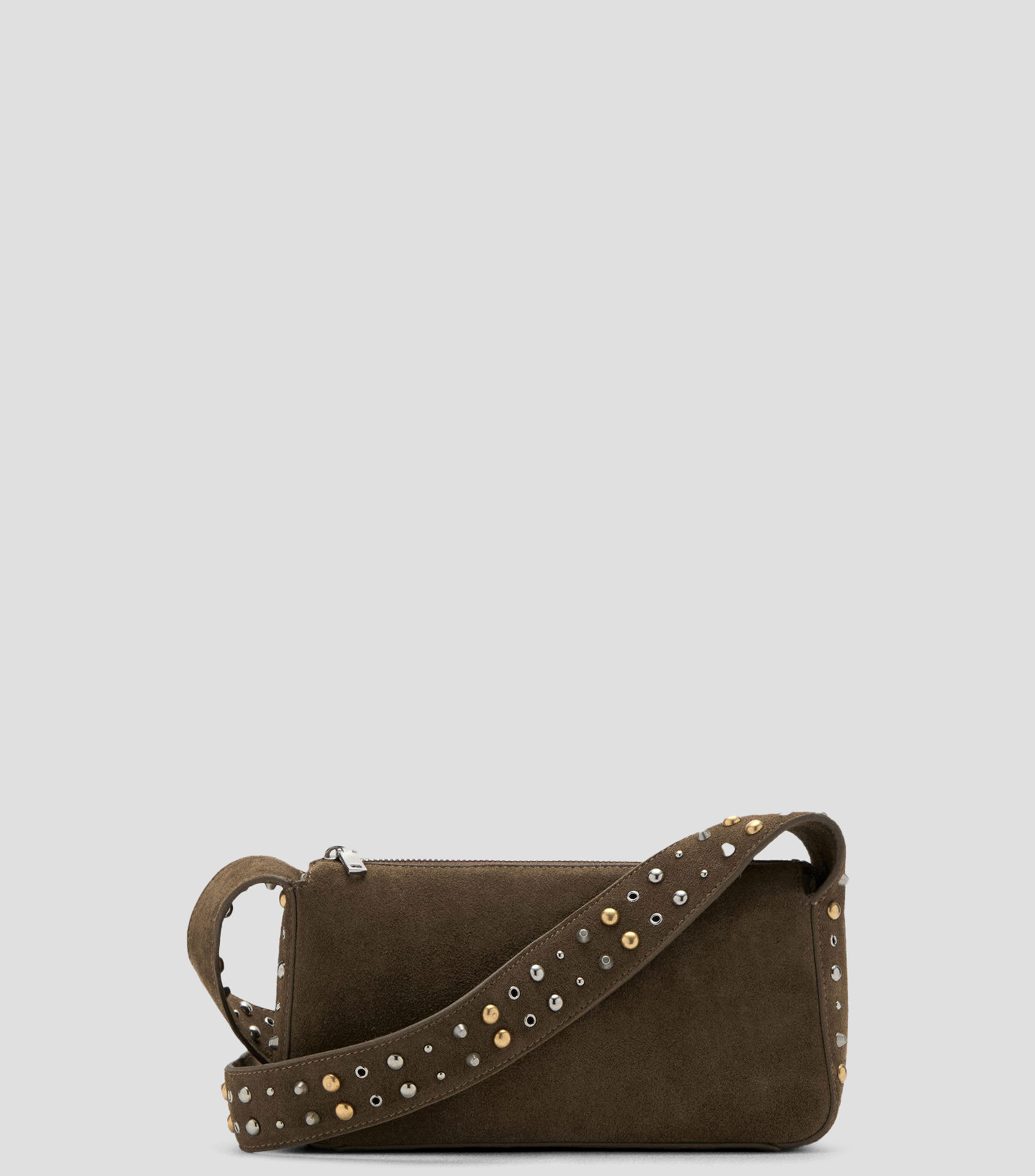 Bolsa crossbody en piel con diseño fantasía de tachuelas Mujer