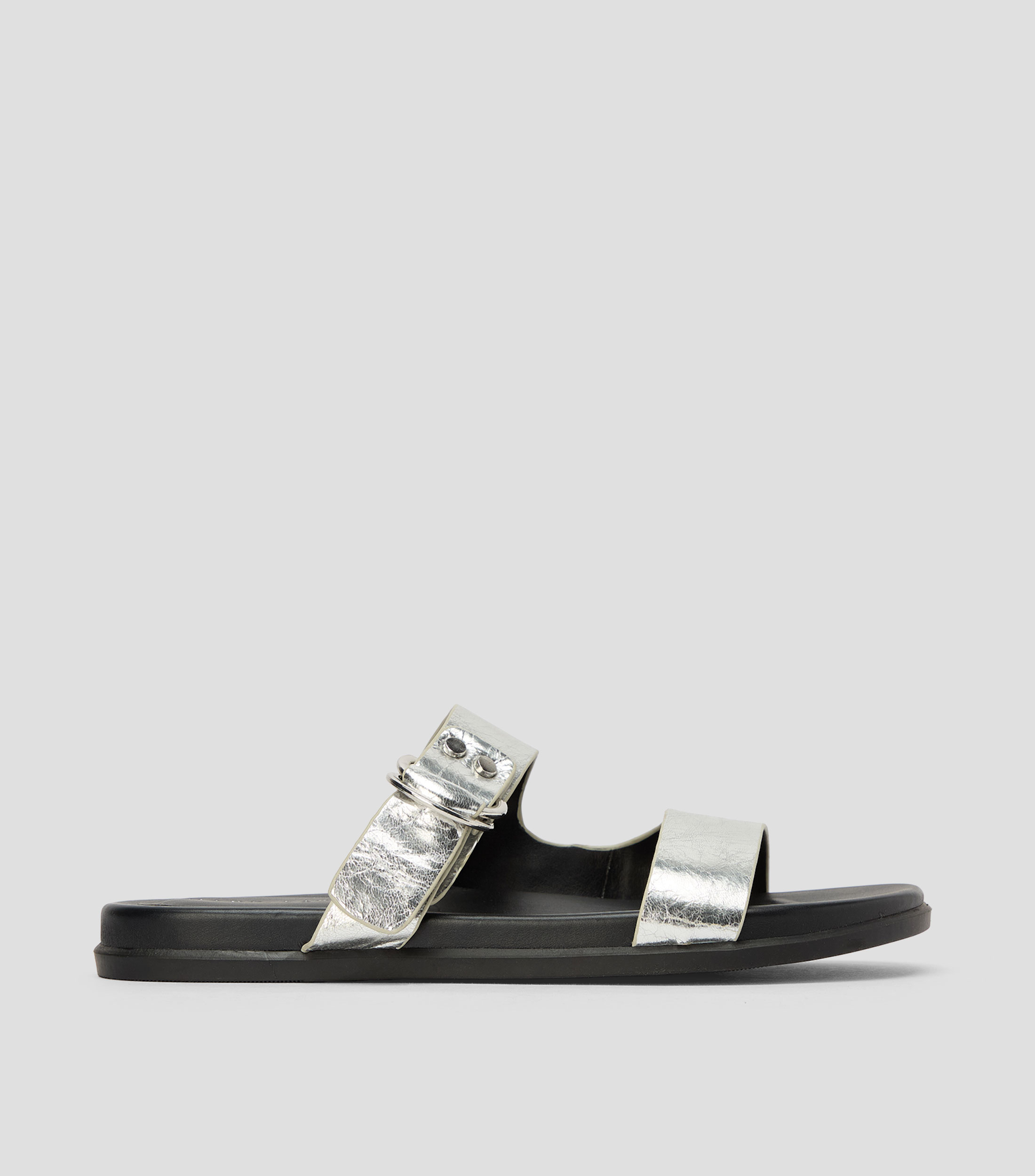 Sandalias casuales planas en piel lisas Mujer