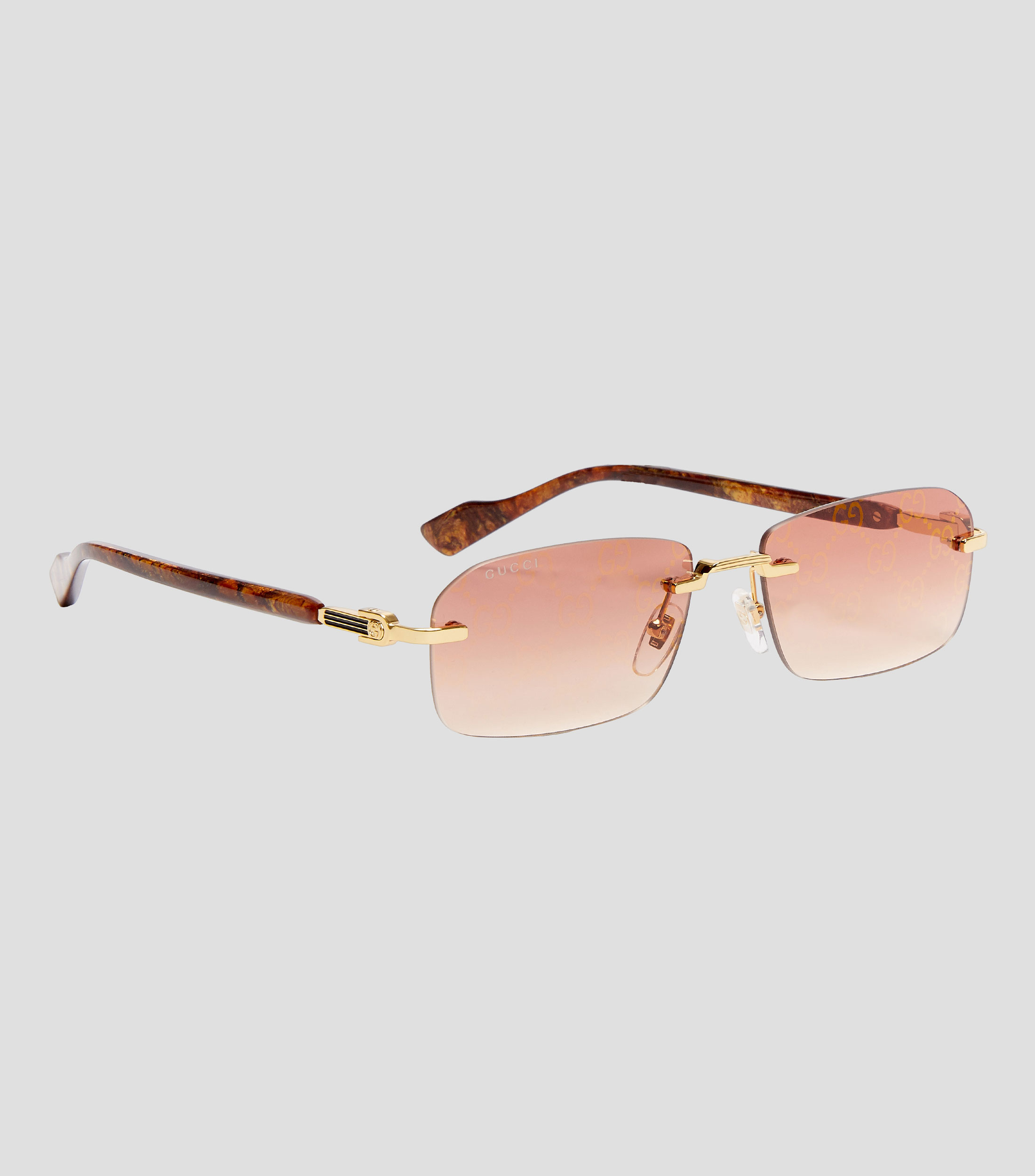 Lentes de sol rectangulares dorados Hombre