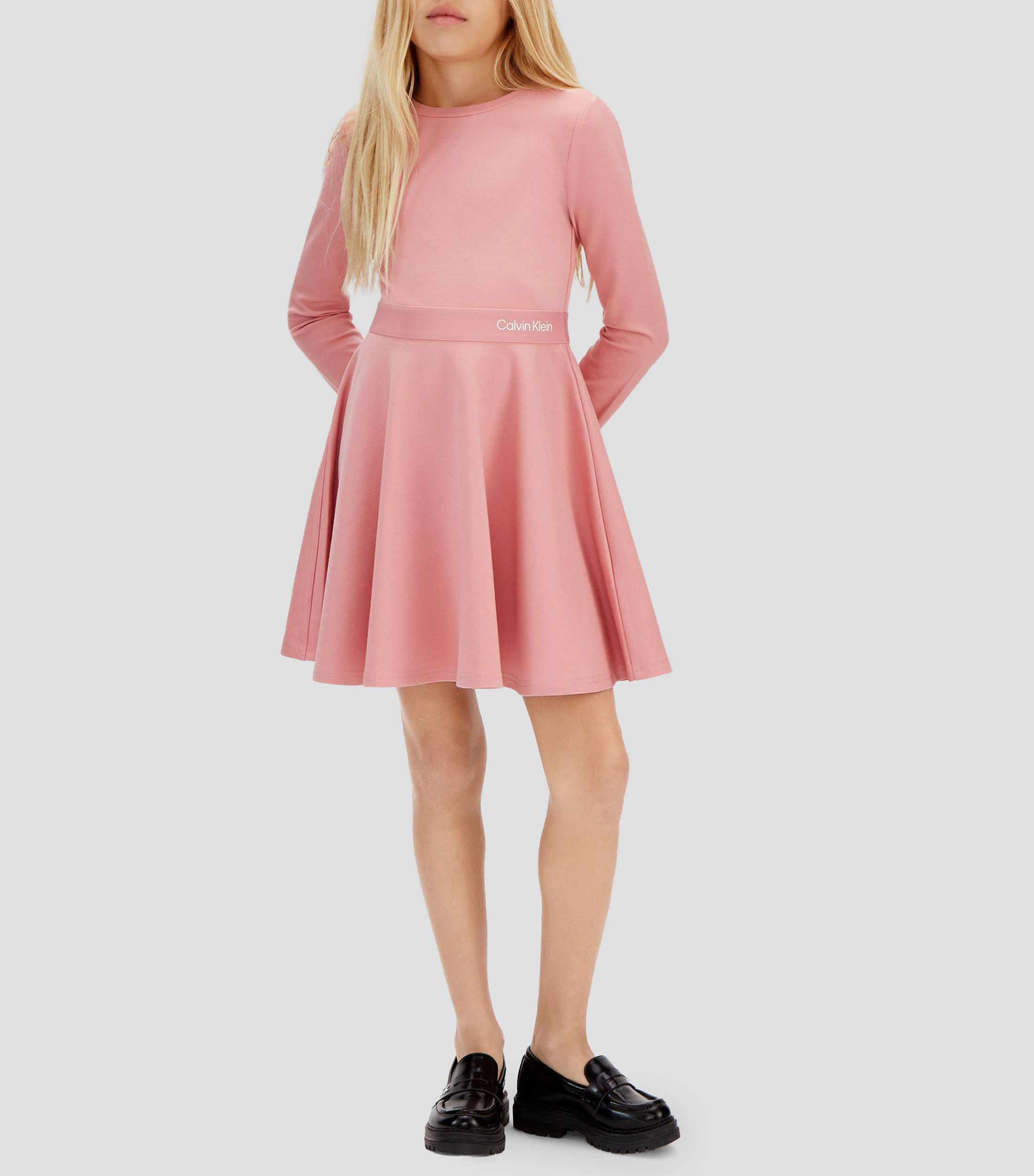 Vestido corto manga larga liso Niña
