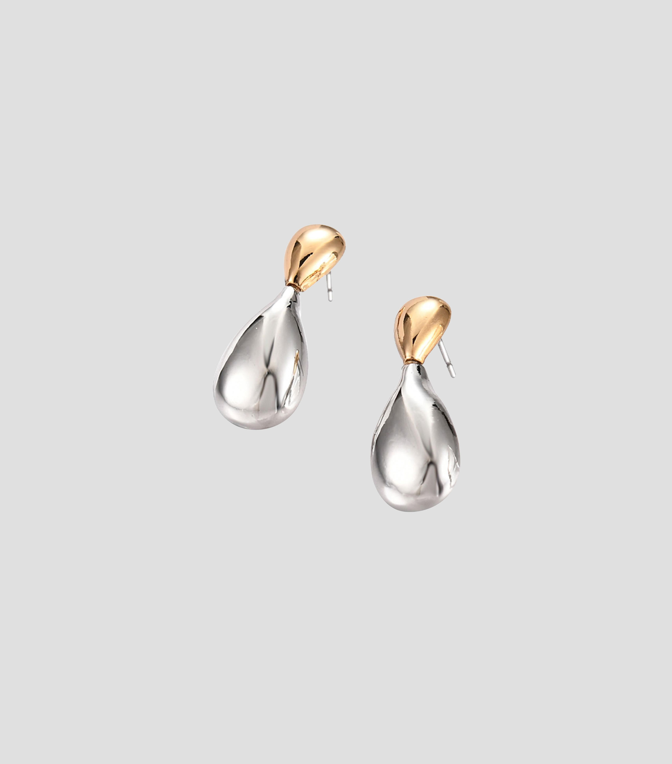 Aretes en forma de gota bicolor Mujer