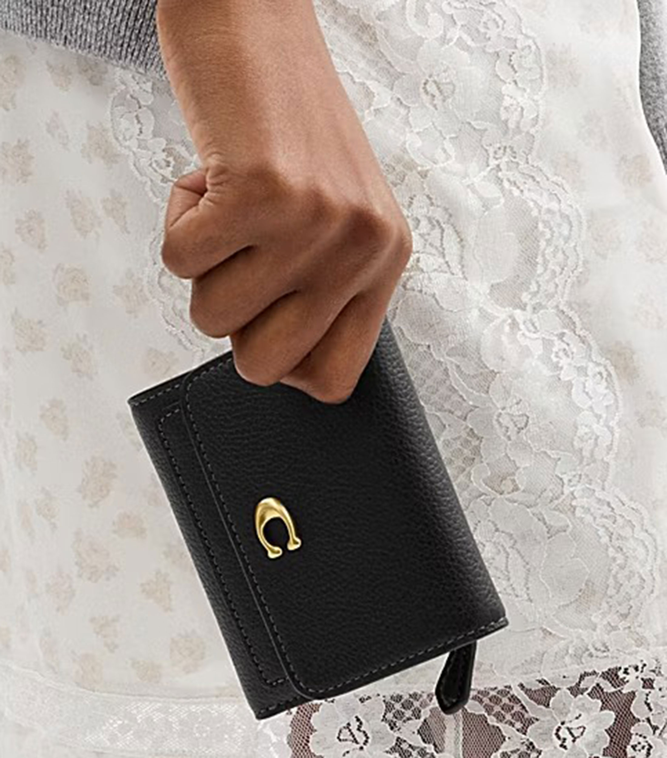 Cartera en piel vacuna granulada Mujer