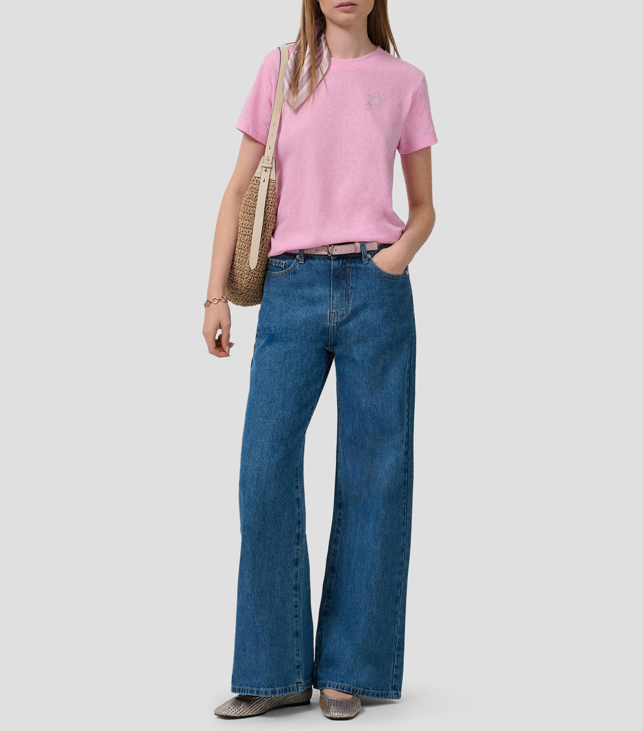 Playera cuello redondo manga corta lisa Mujer