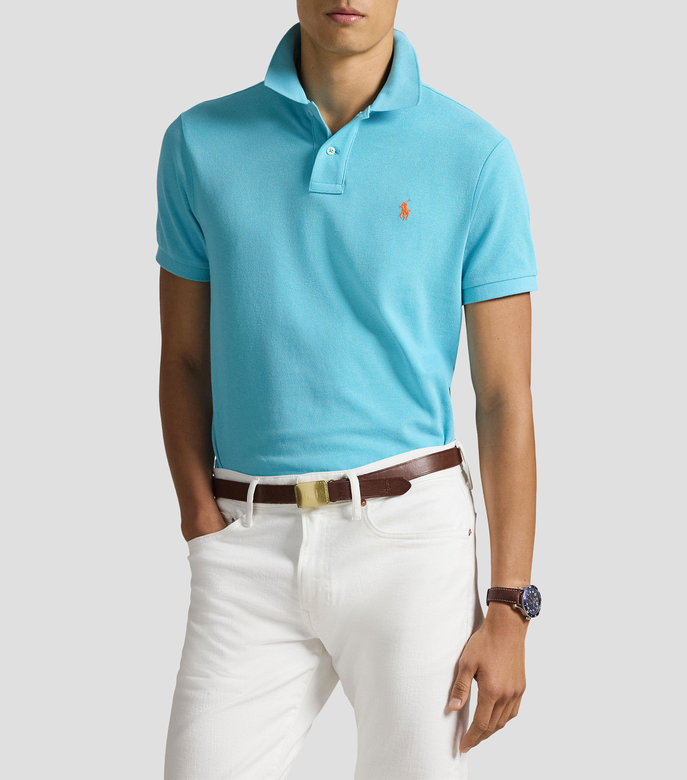 Playera tipo polo manga corta lisa Hombre
