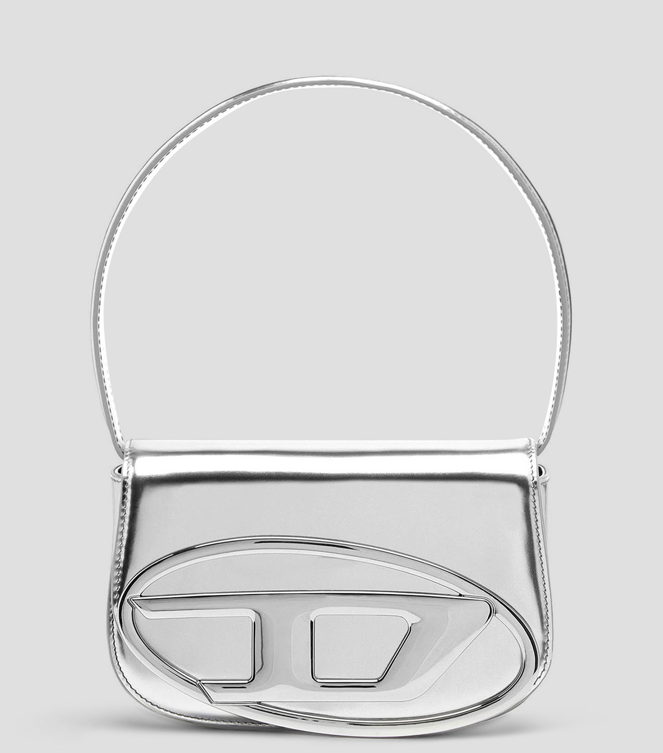 Bolsa shoulder plateada en piel 1DR lisa Mujer