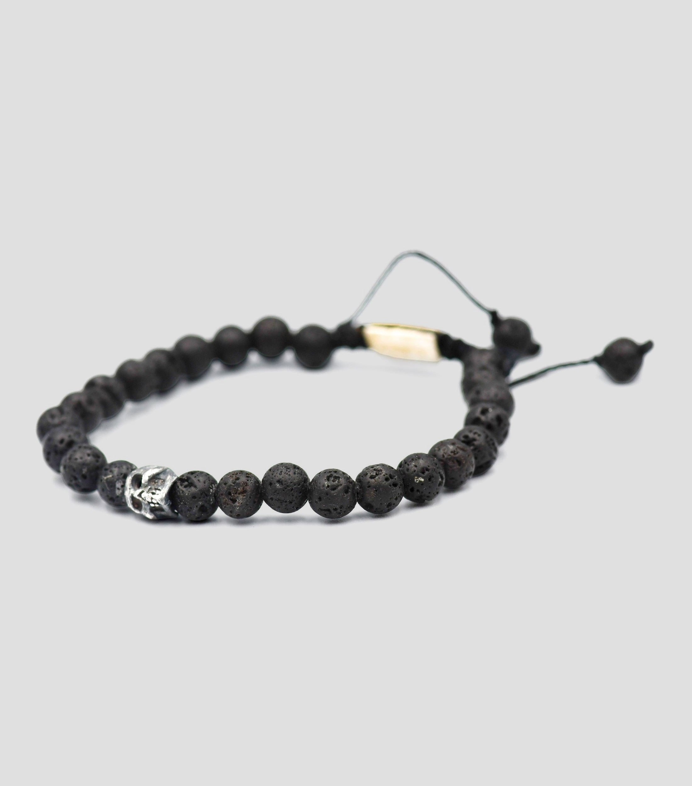 Brazalete de Piedra Volcanica con Calavera Hombre