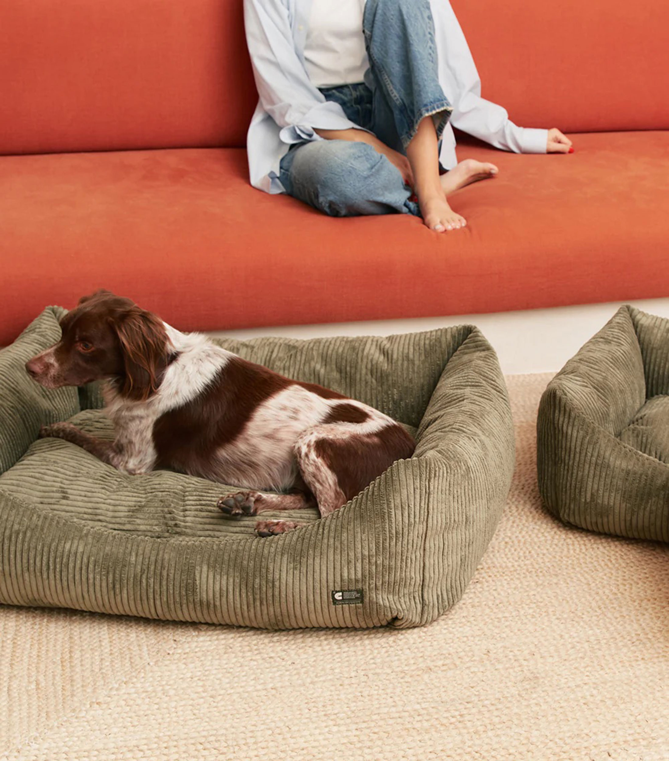 Cama para mascota S Snozy pana verde