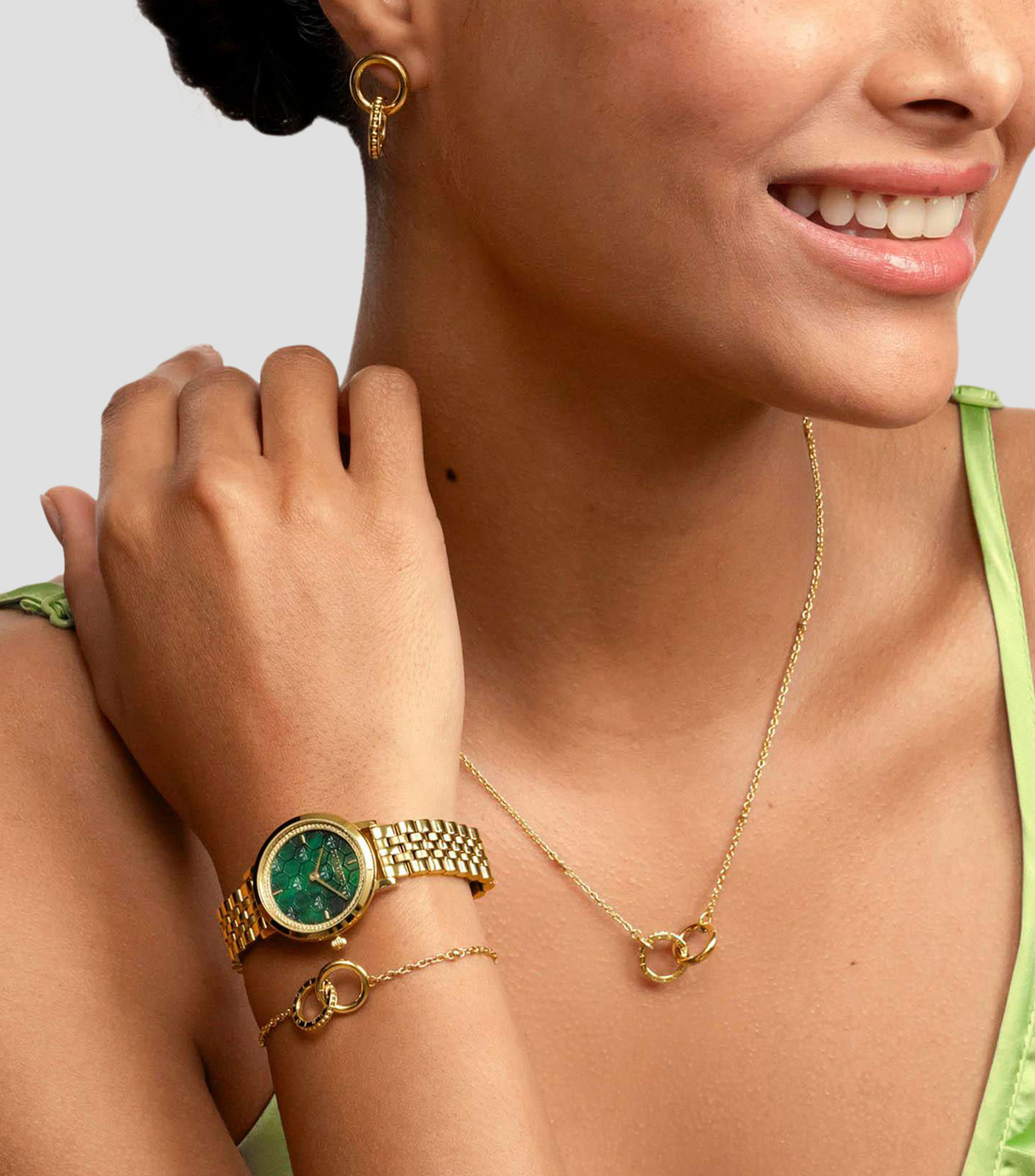 Reloj para Mujer Honeycomb Casual, Dorado