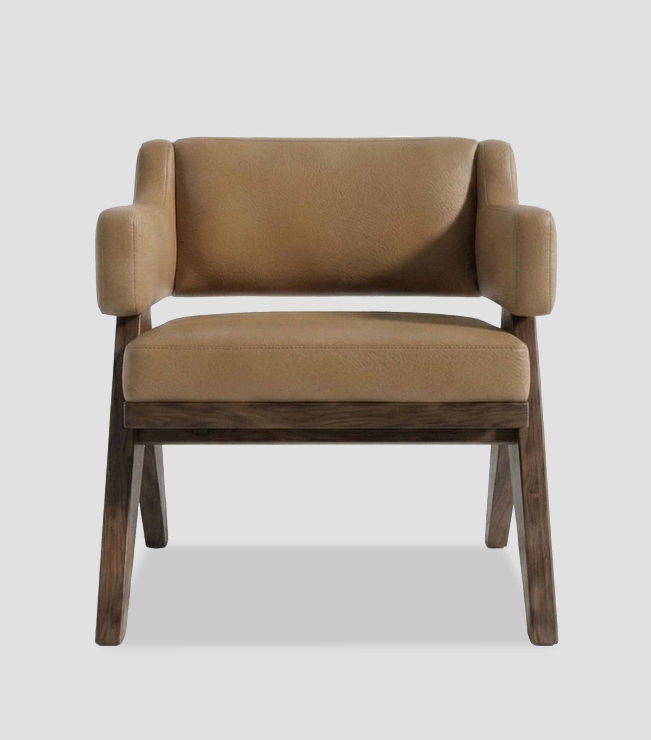 Sillón Fred en madera y piel