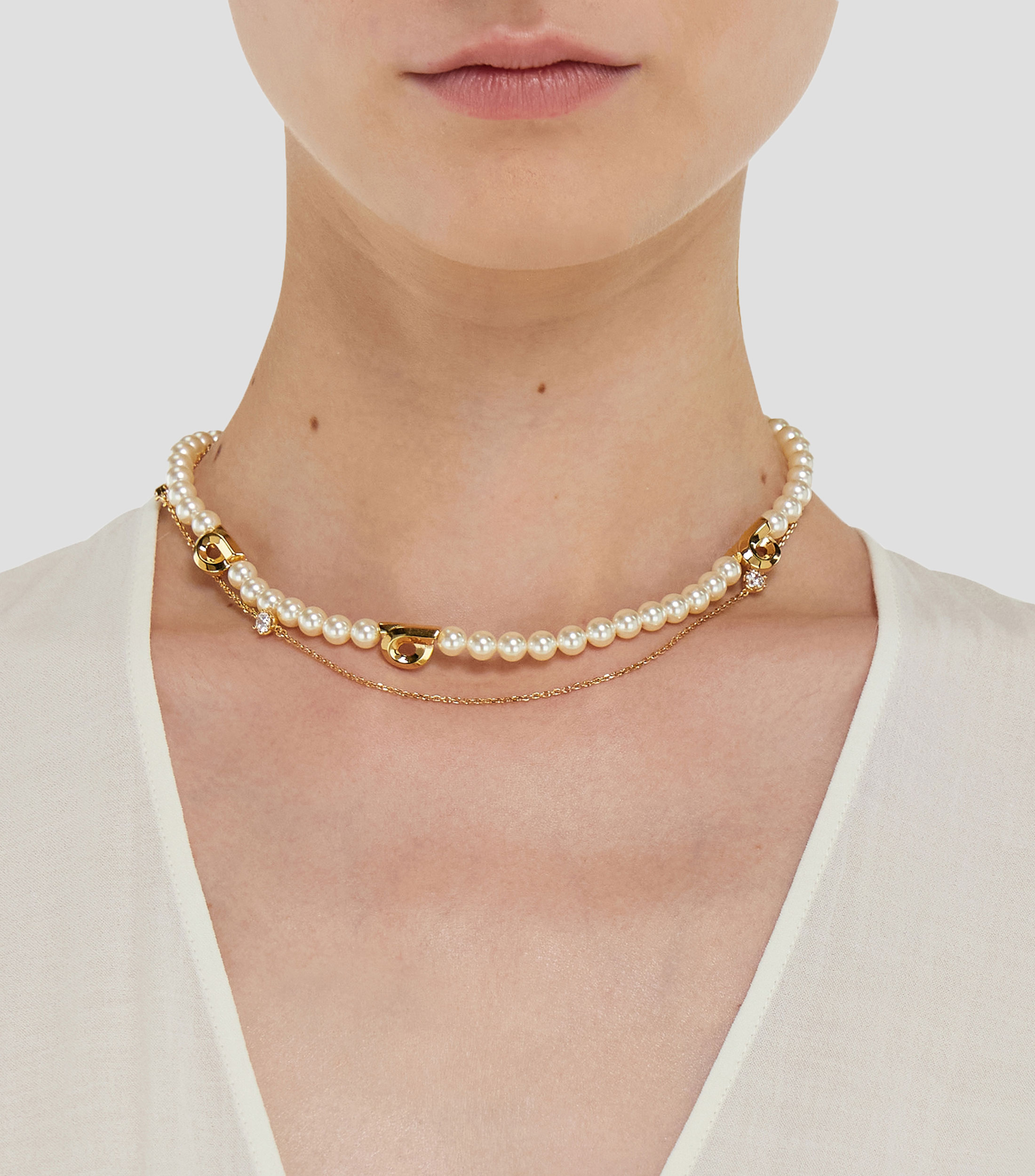 Collar con perlas y cristales Mujer