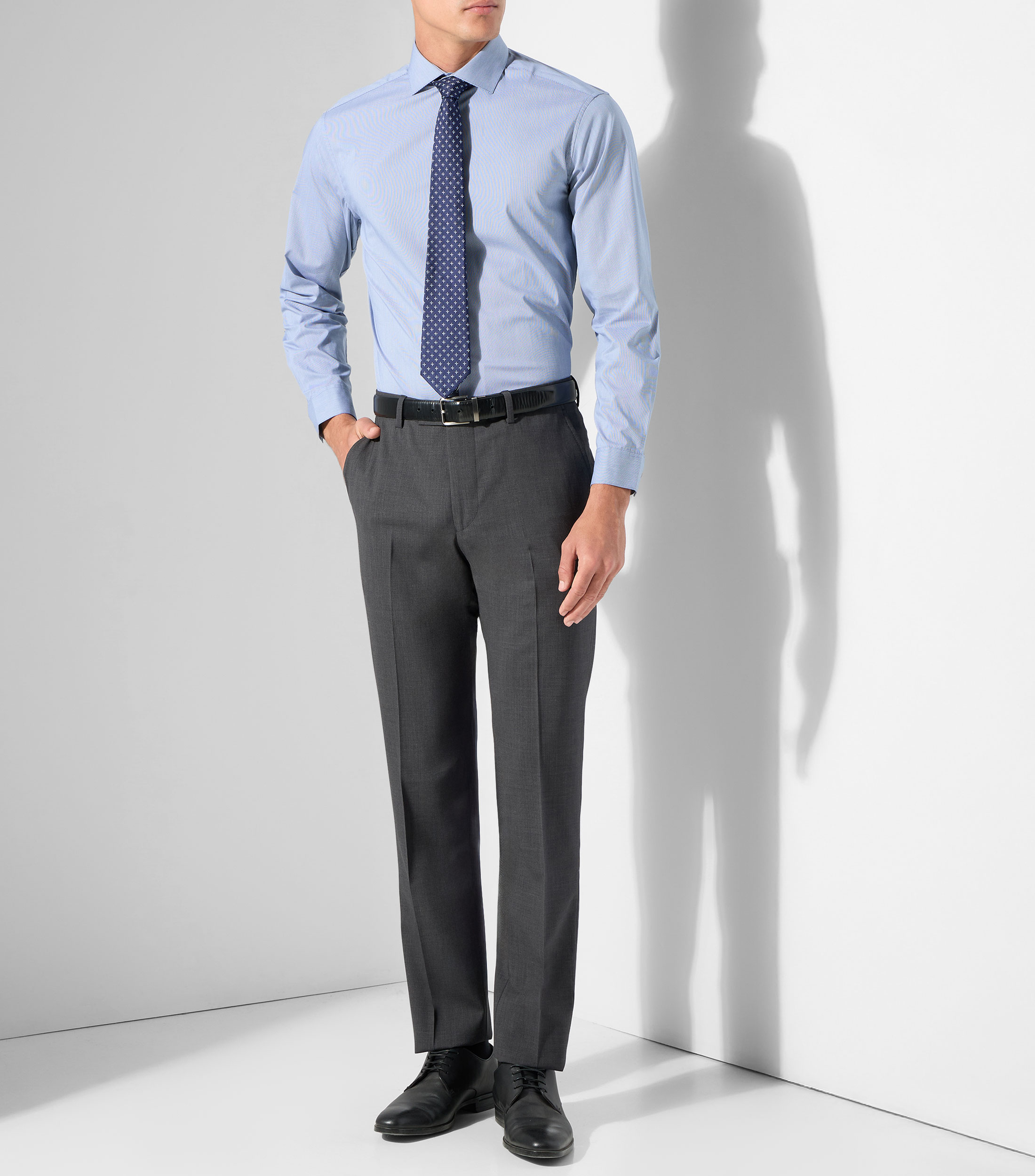 Camisa con microdiseño manga larga Hombre