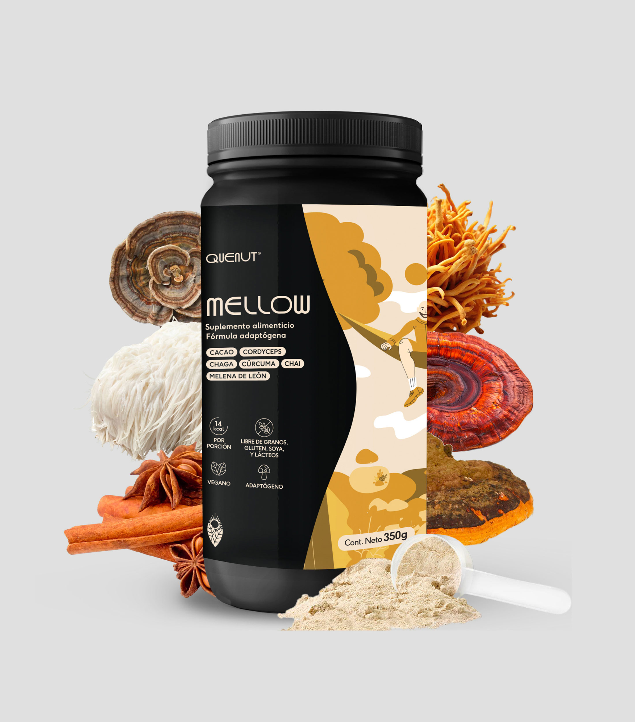 Suplemento alimenticio Mellow Cacao Chai, 350 g