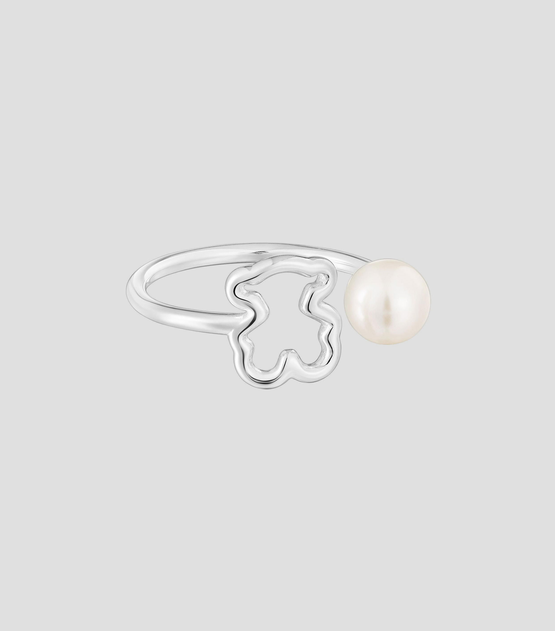 Anillo abierto en plata New Silueta con perla Mujer