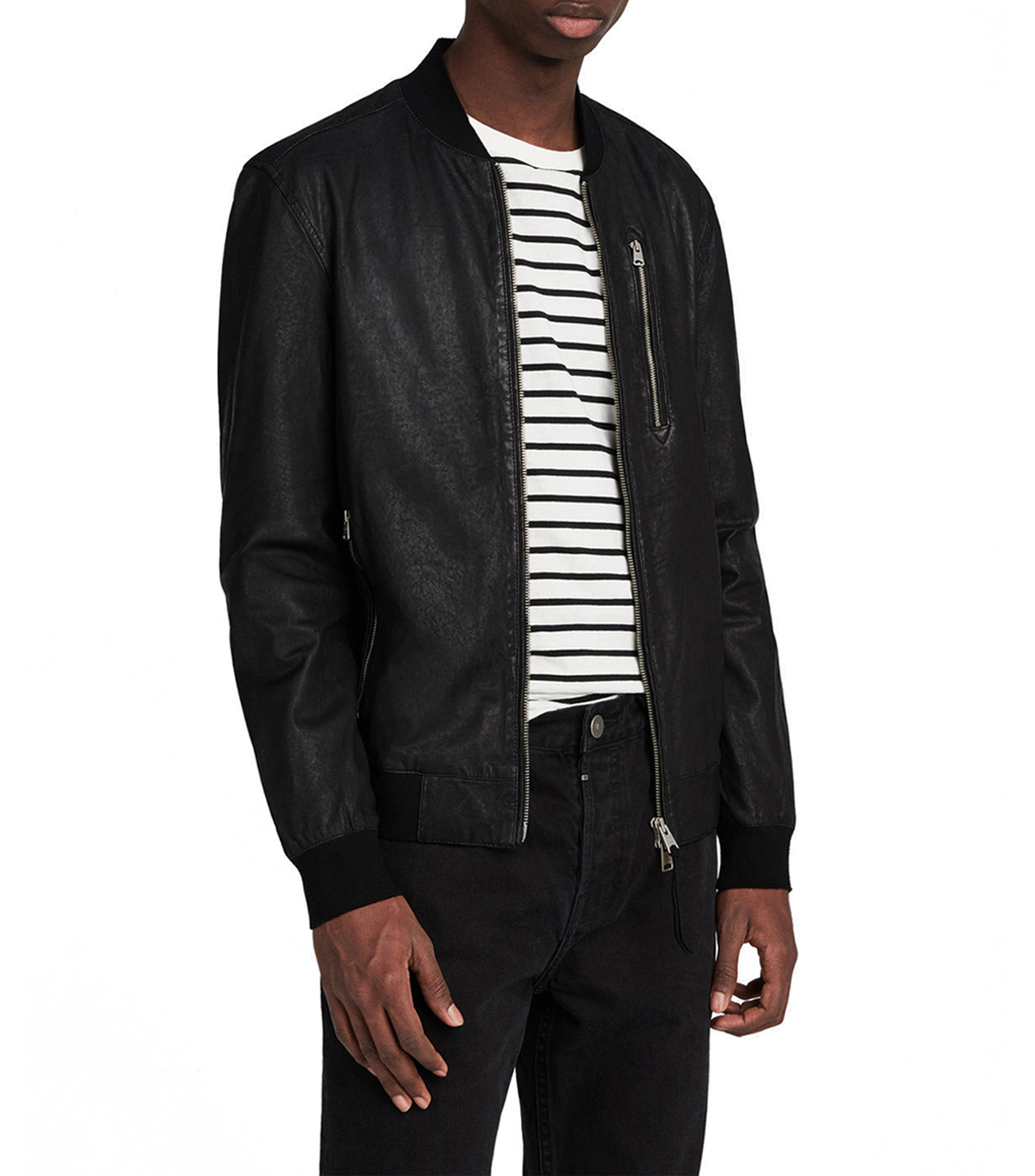 Chamarra de piel allsaints sales