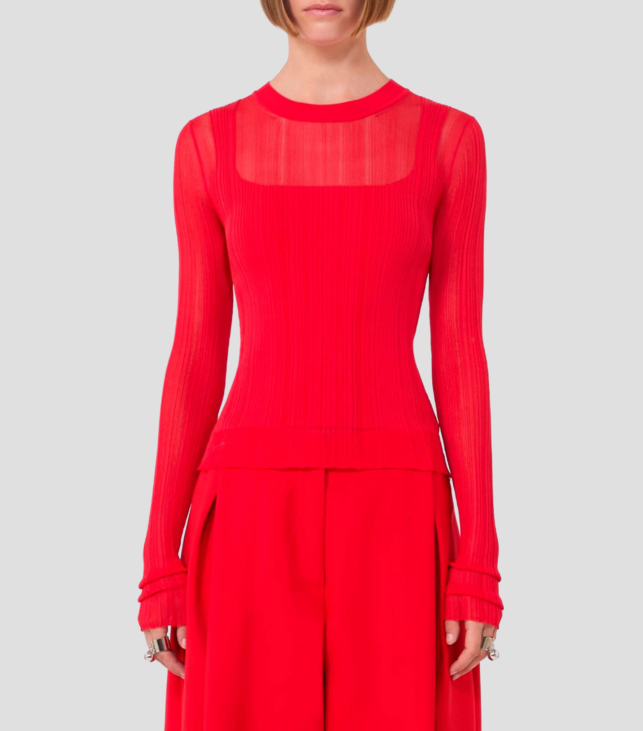 Blusa lisa manga larga Mujer