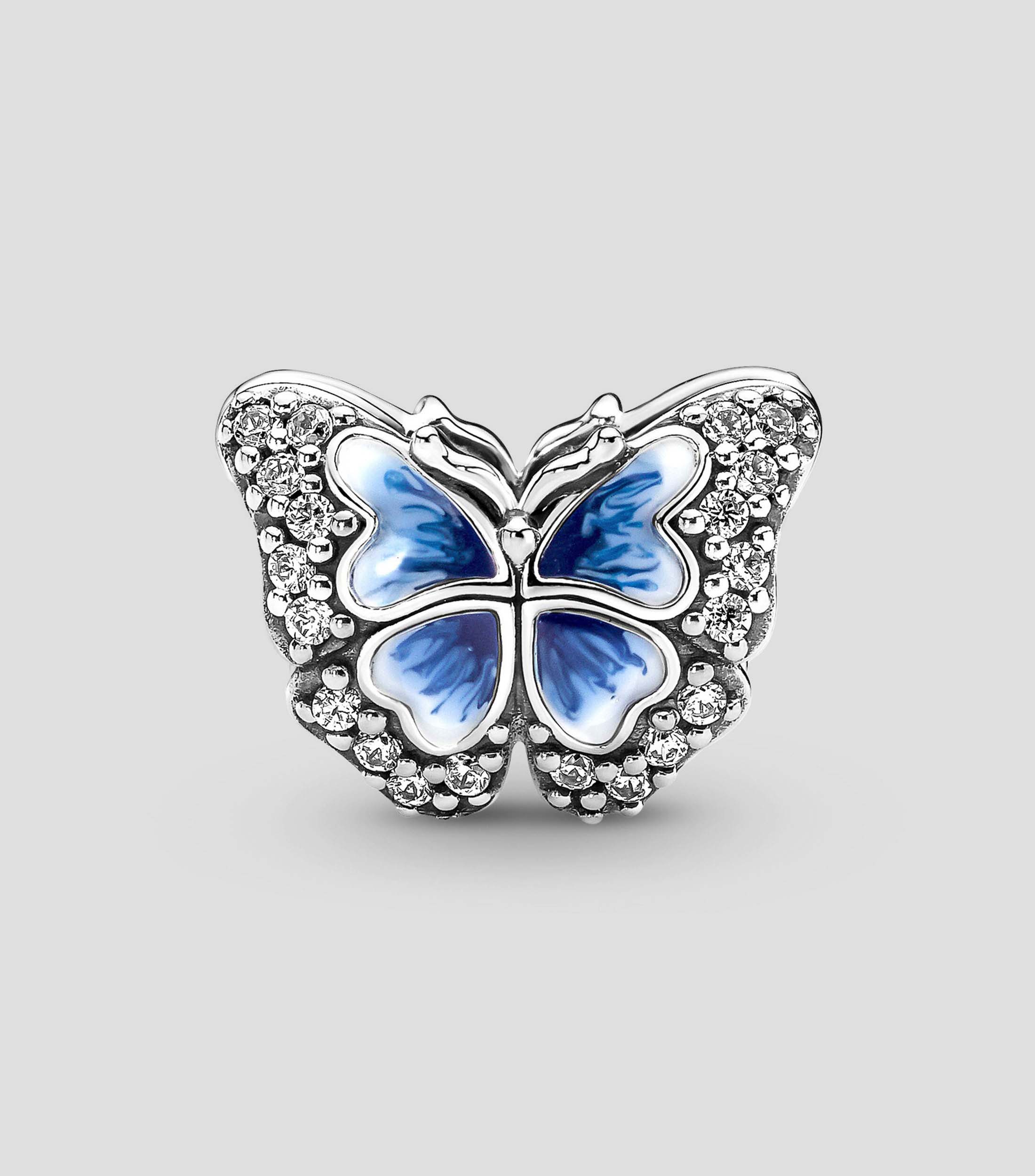 Charm en Plata Mariposa Azul Brillante con Zirconita Cúbica Mujer