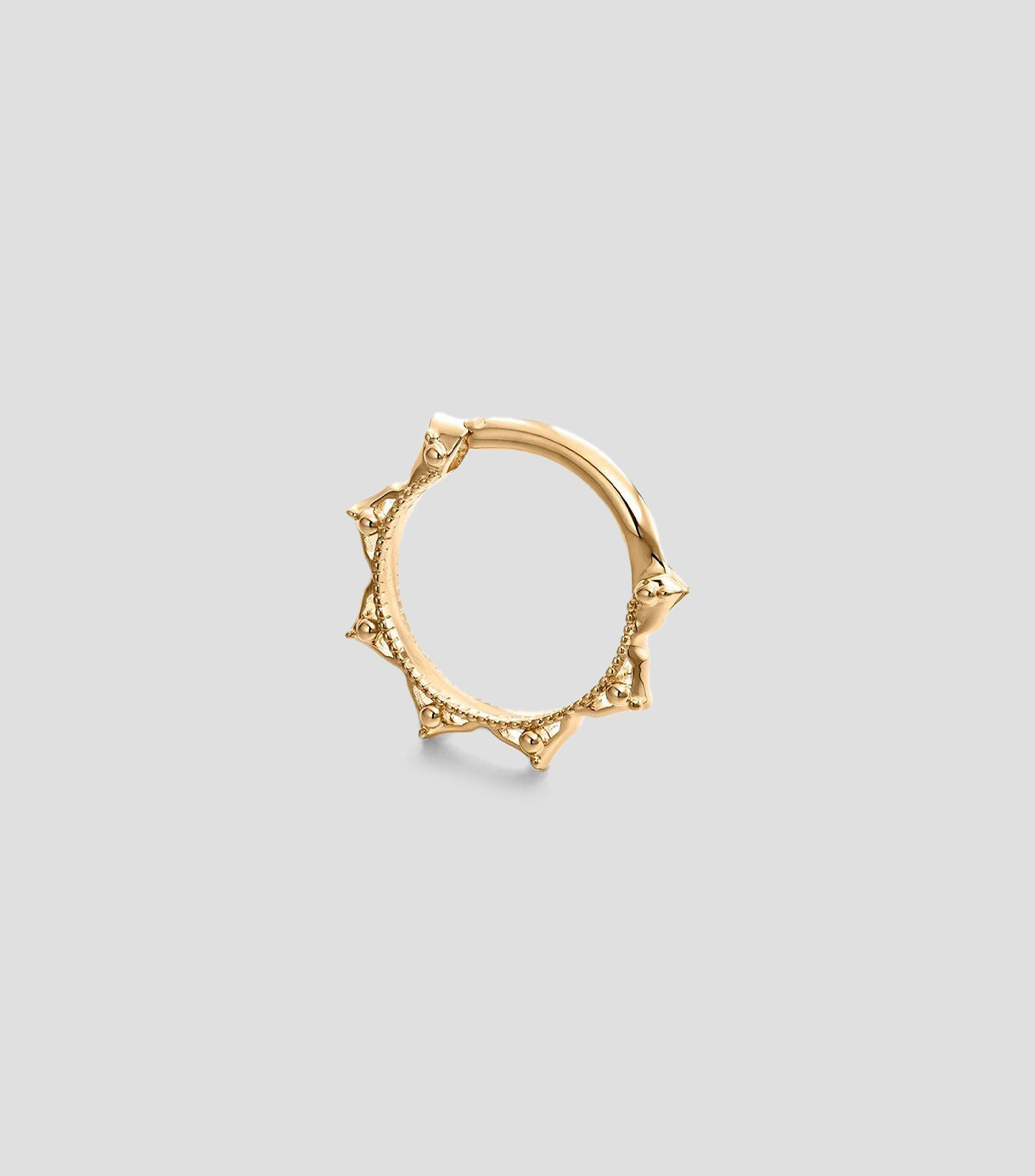 Pendiente tipo piercing daith de aro en oro amarillo de 18 kilates con pinchos Rainbow Mujer