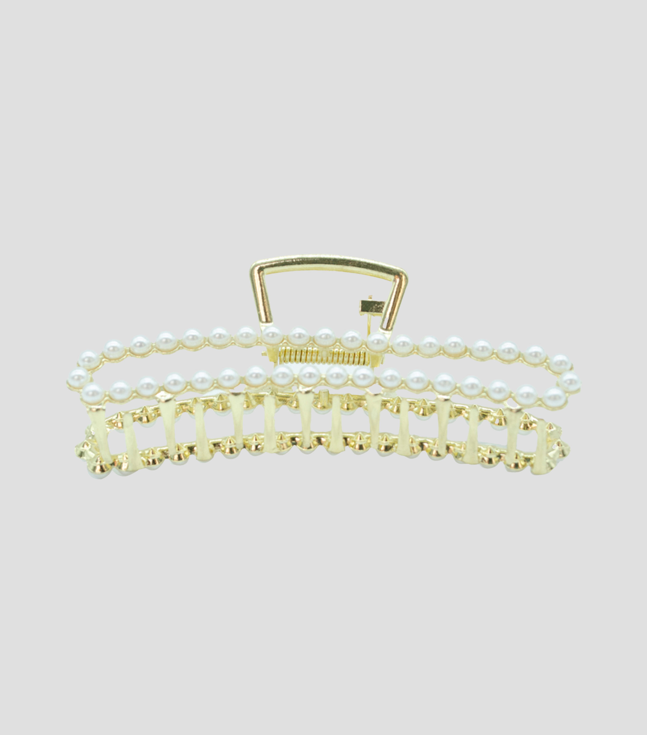 Pinza para cabello grande Dorada con perlas Mujer