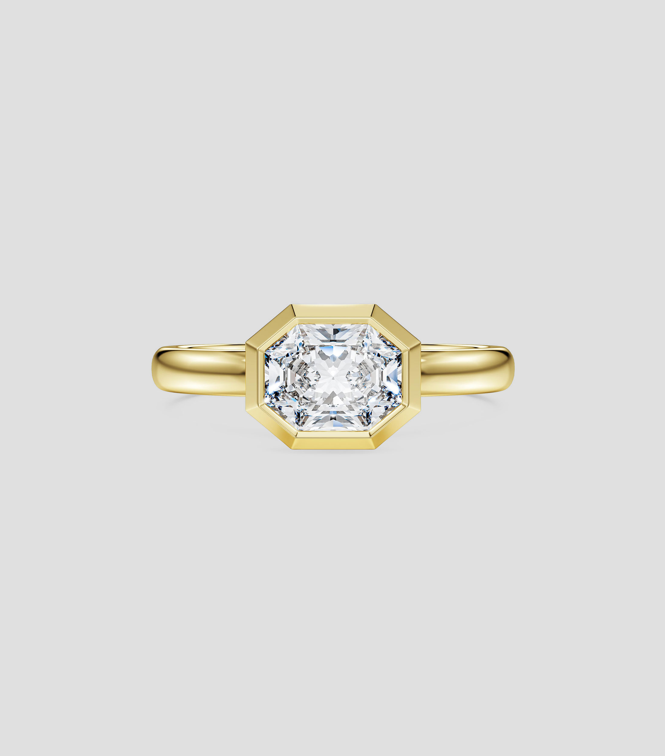 Anillo solitario en oro amarillo de 18 kilates Octagon con diamante Mujer, Talla 5