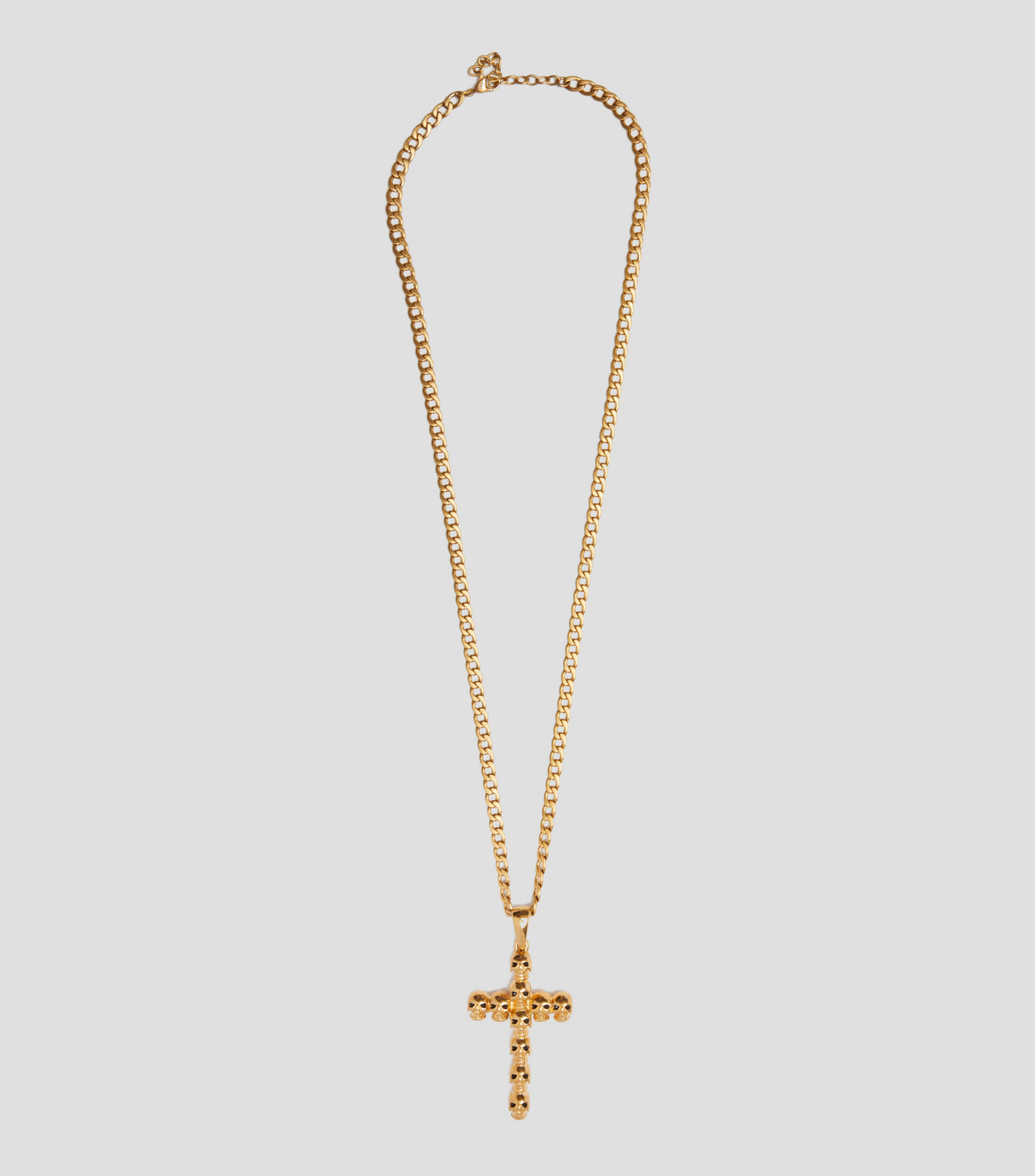 Collar Skull con Cruz Dorada Hombre