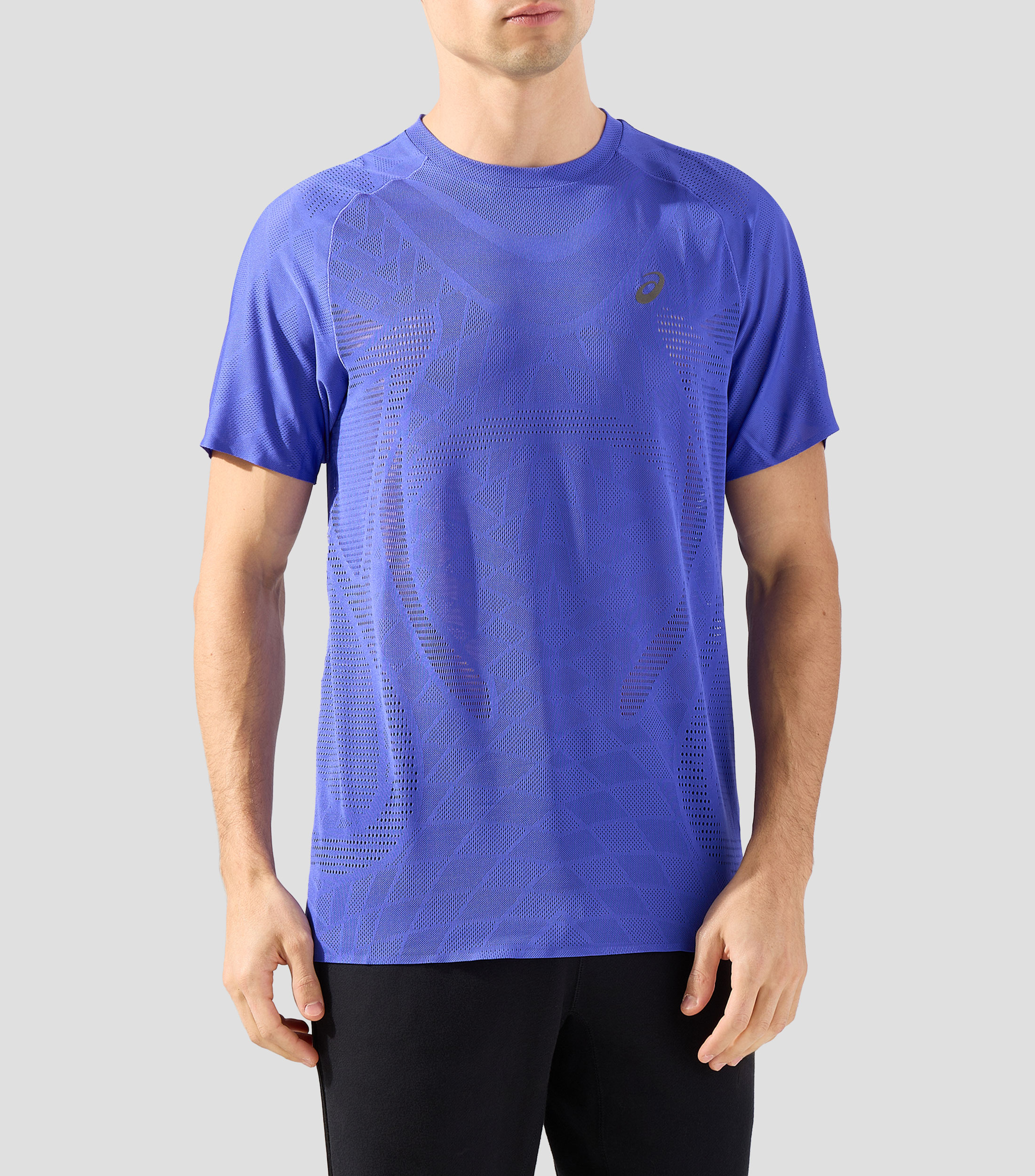 Playera para correr cuello redondo manga corta lisa Hombre