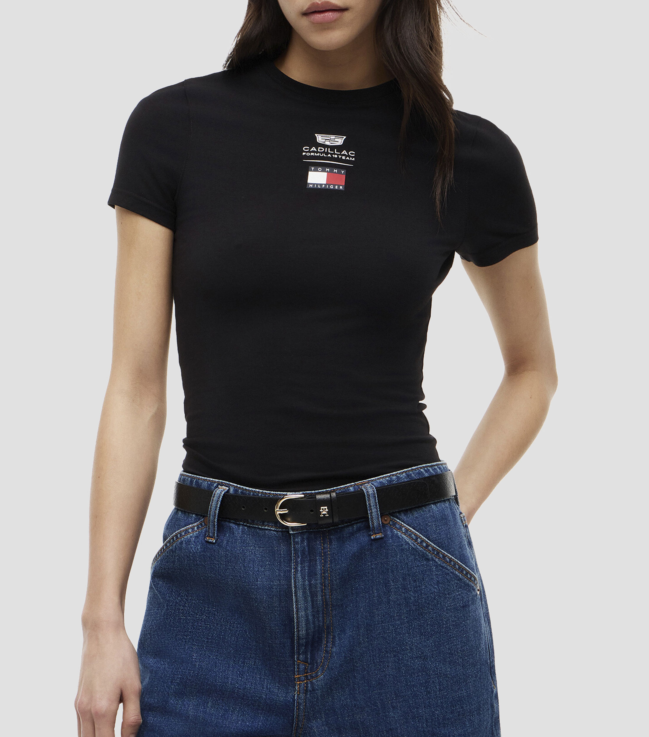 Playera cuello redondo manga corta con estampado Mujer