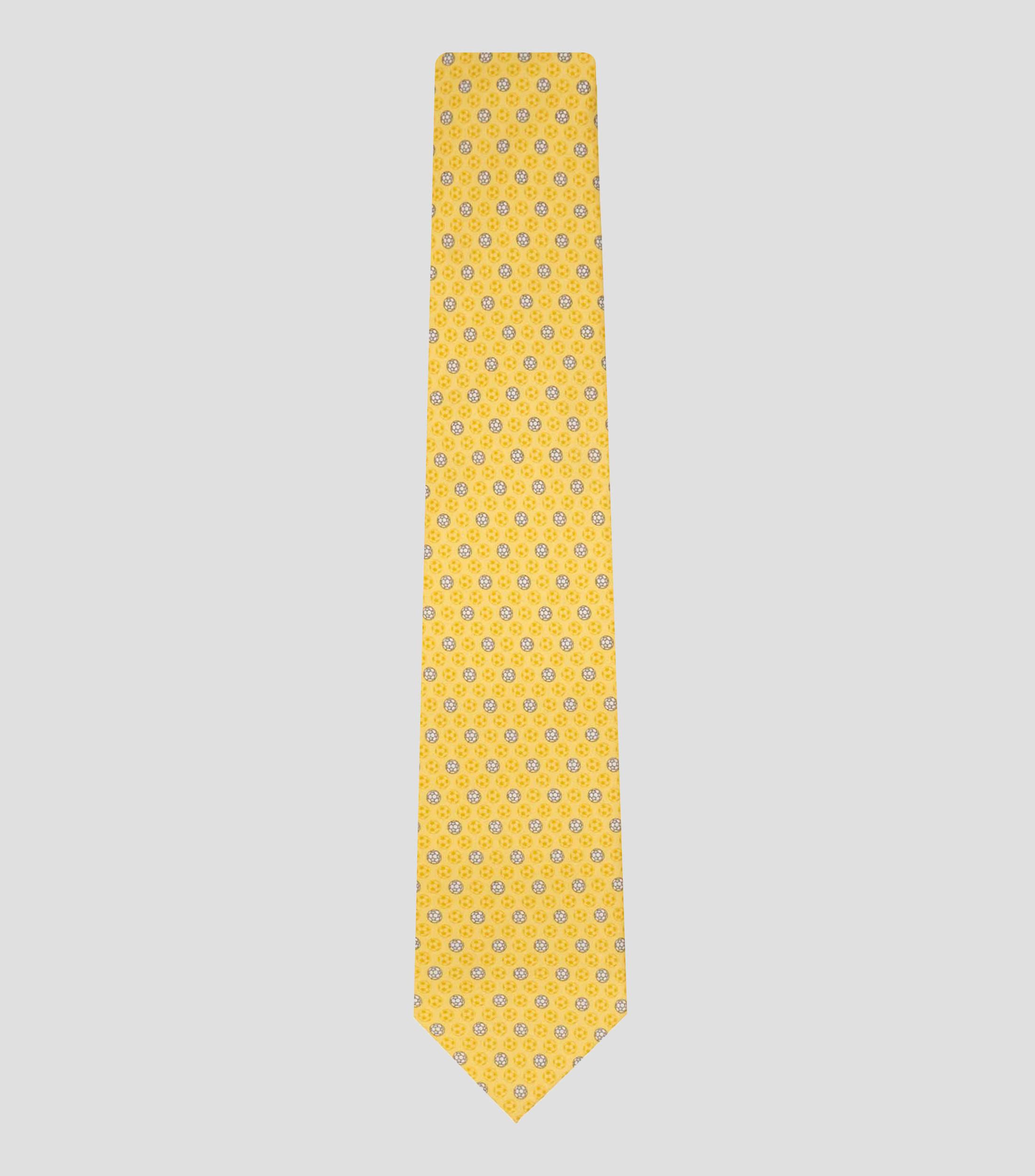 Corbata ancha de seda amarilla estampada