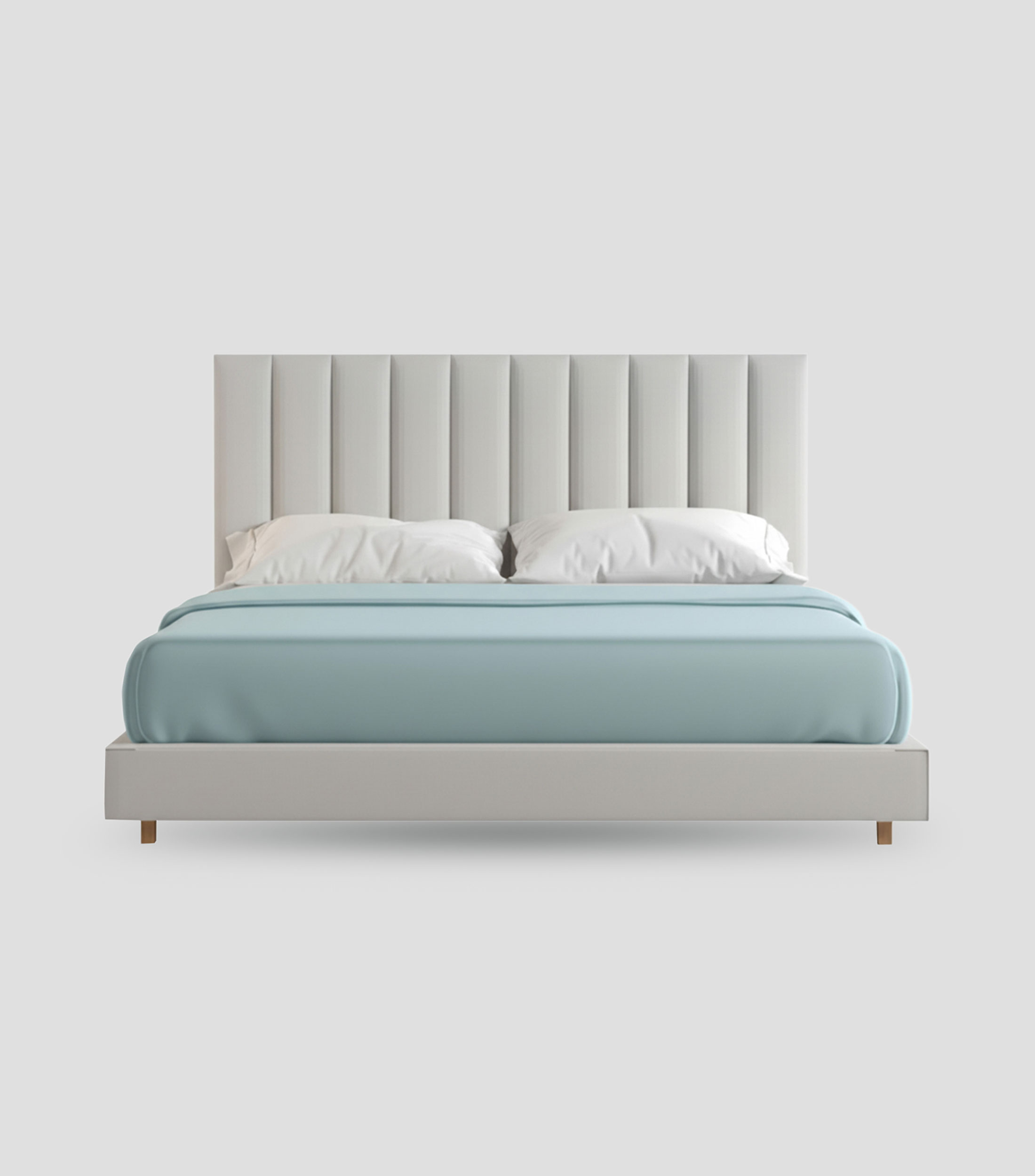 Cama King Size Alta Gamuzzeta Perla Vertical en tela