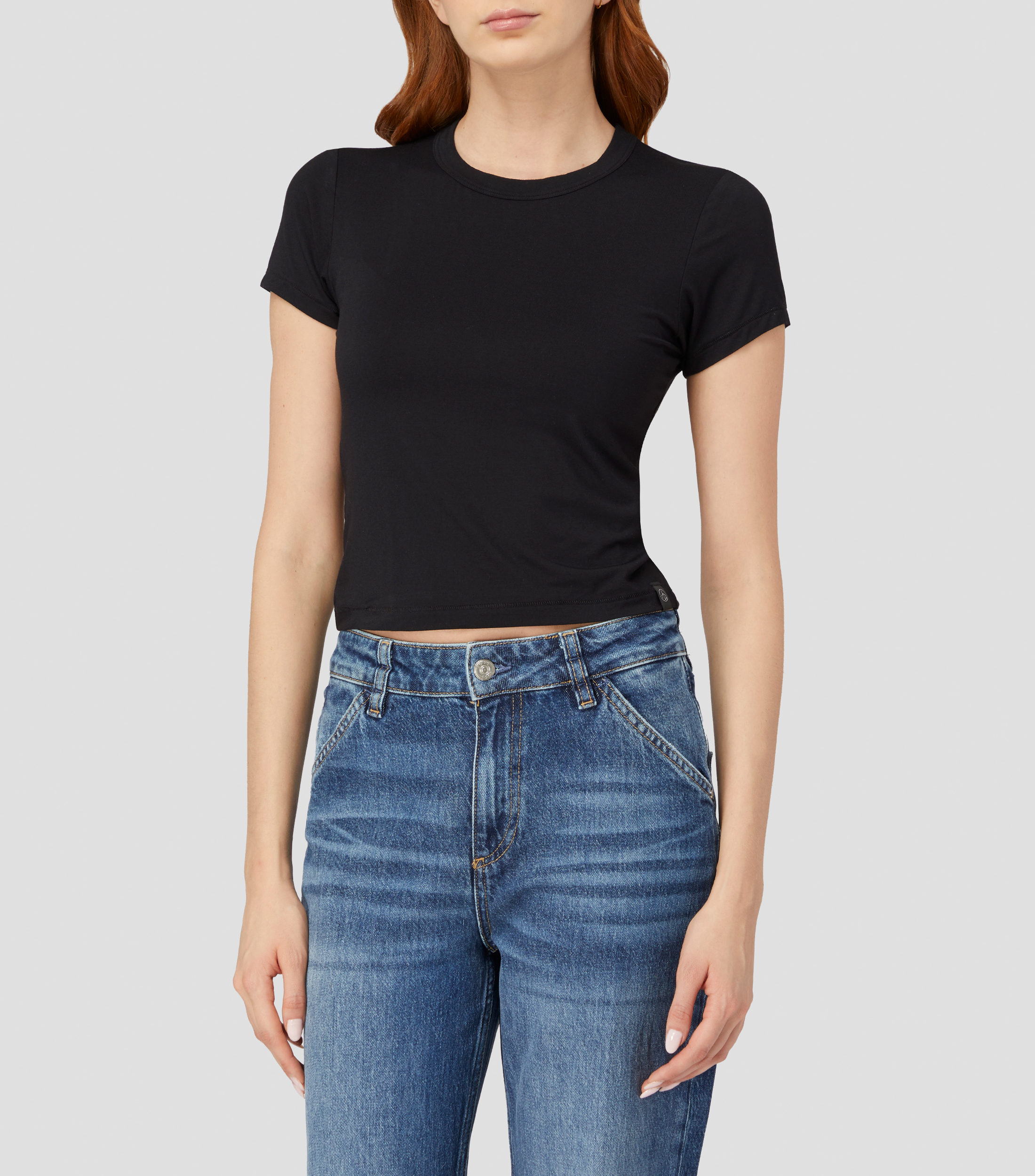 Playera cuello redondo manga corta lisa Mujer
