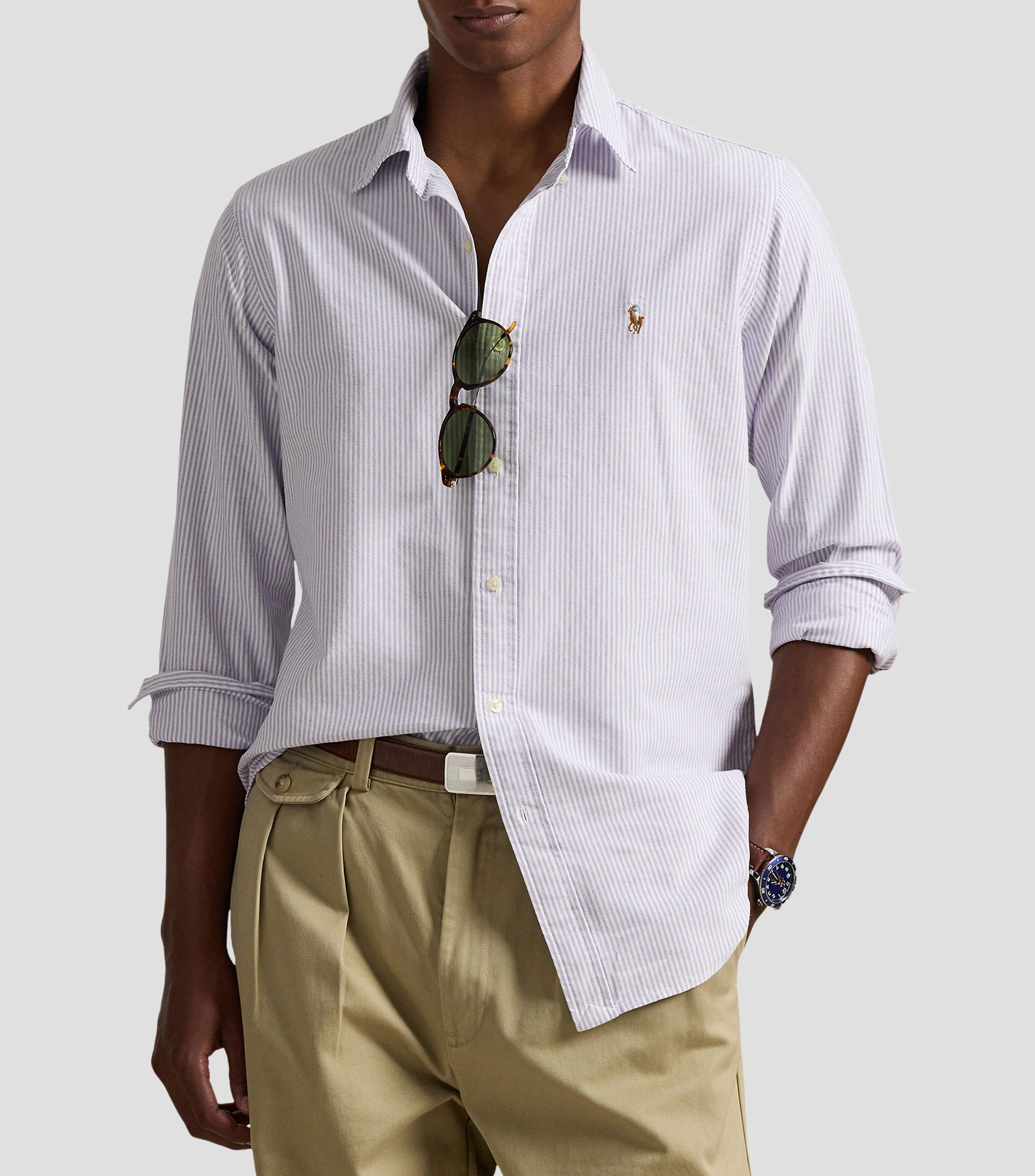 Camisa de rayas manga larga Hombre